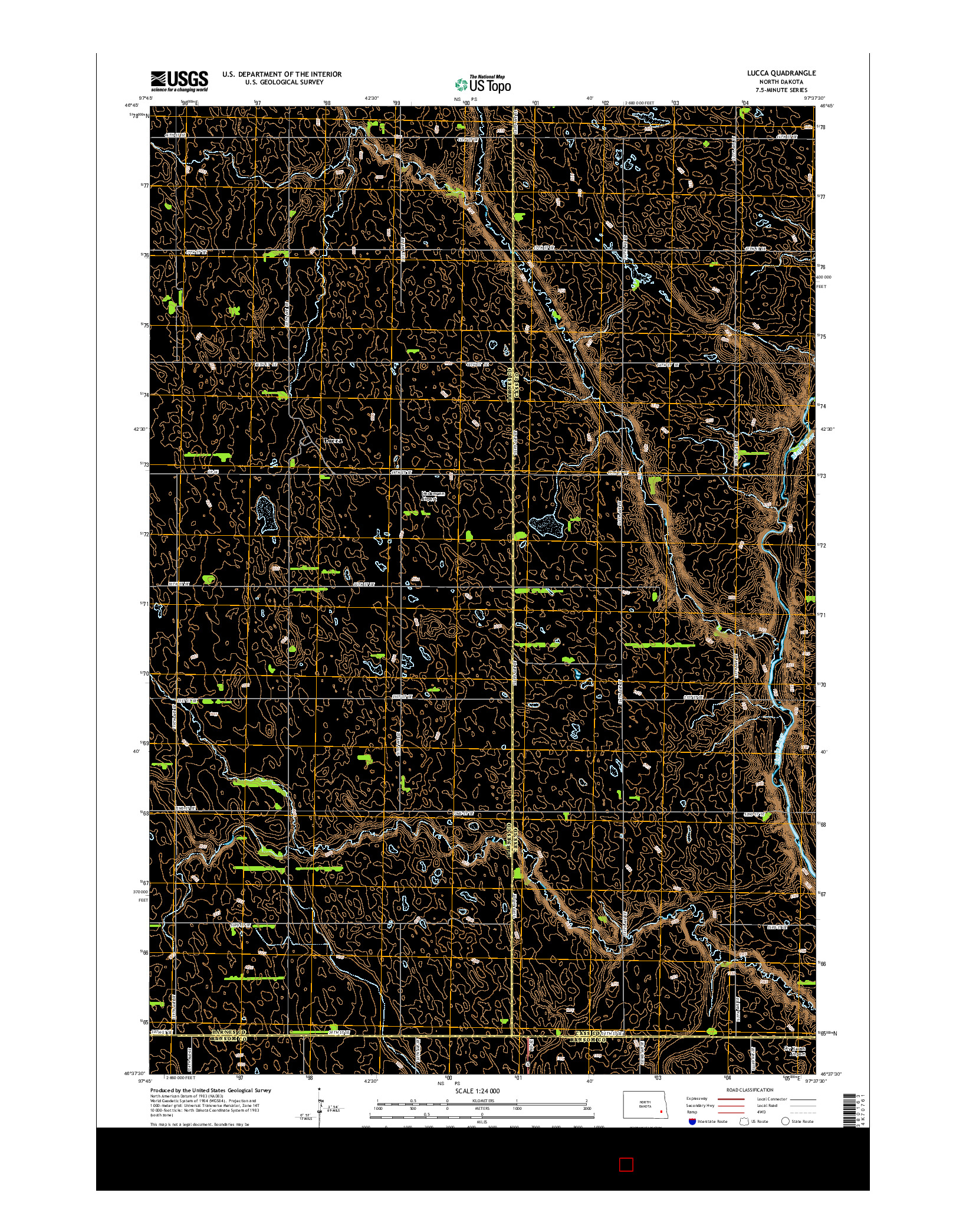 USGS US TOPO 7.5-MINUTE MAP FOR LUCCA, ND 2014