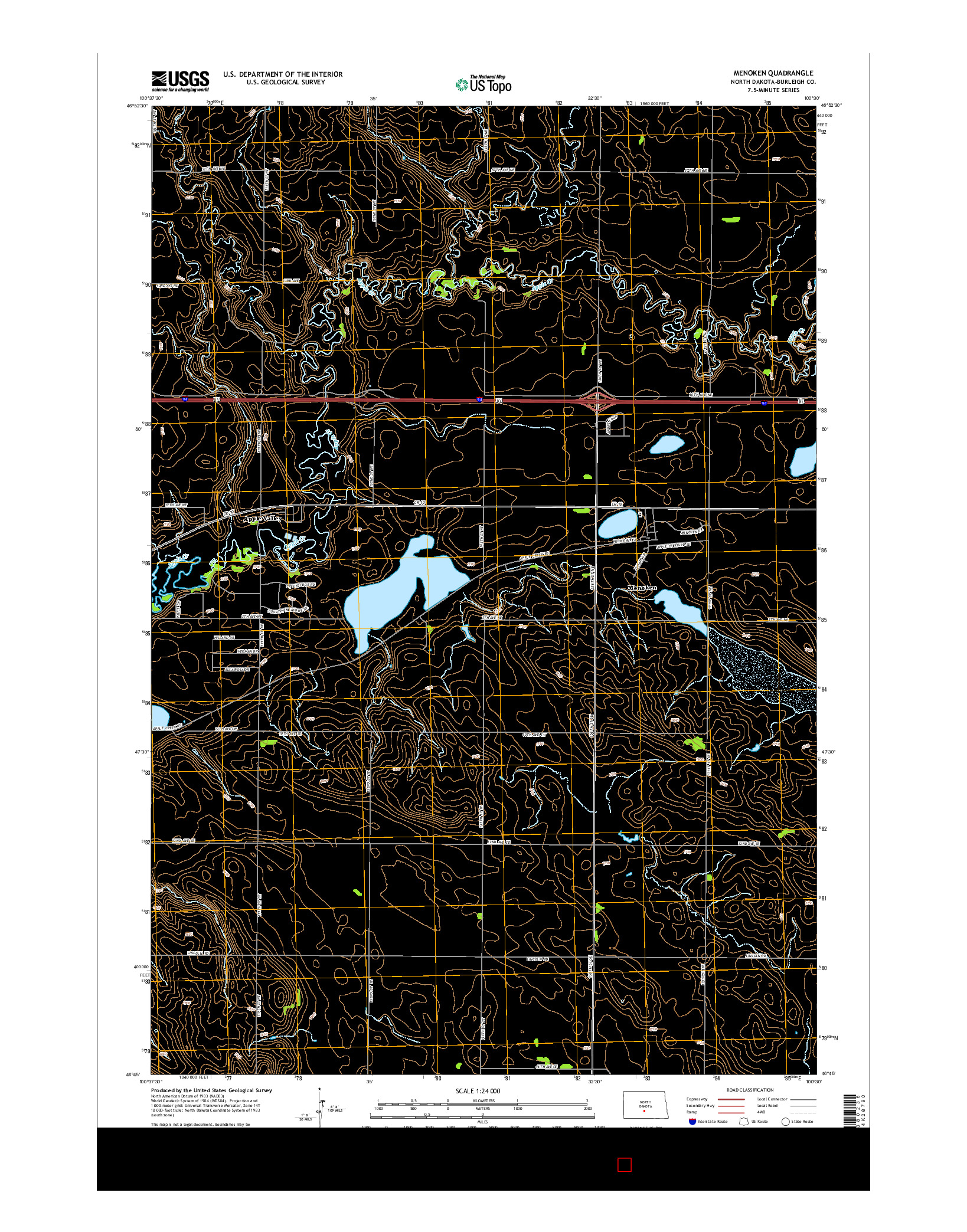 USGS US TOPO 7.5-MINUTE MAP FOR MENOKEN, ND 2014