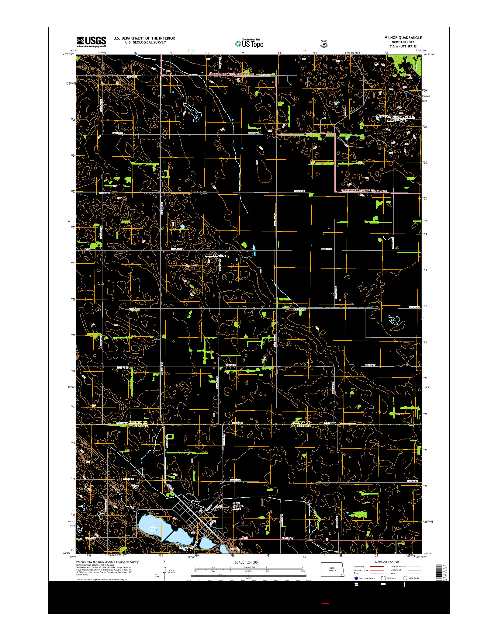 USGS US TOPO 7.5-MINUTE MAP FOR MILNOR, ND 2014