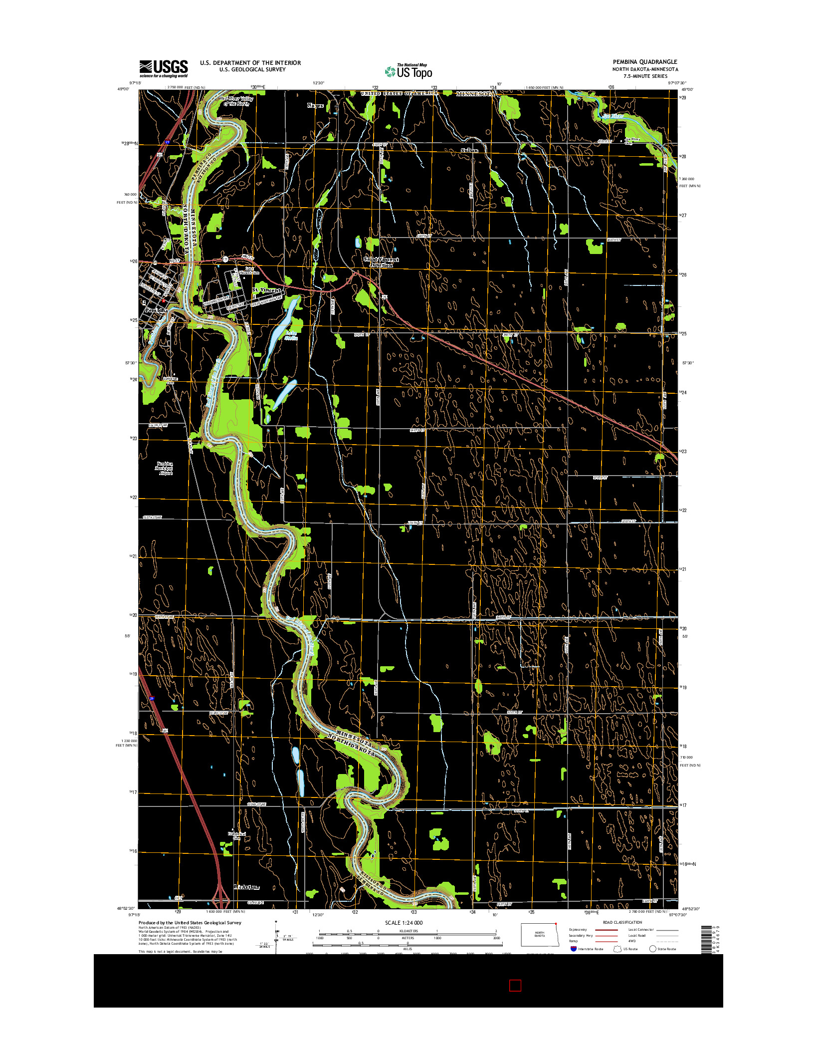 USGS US TOPO 7.5-MINUTE MAP FOR PEMBINA, ND-MN 2014