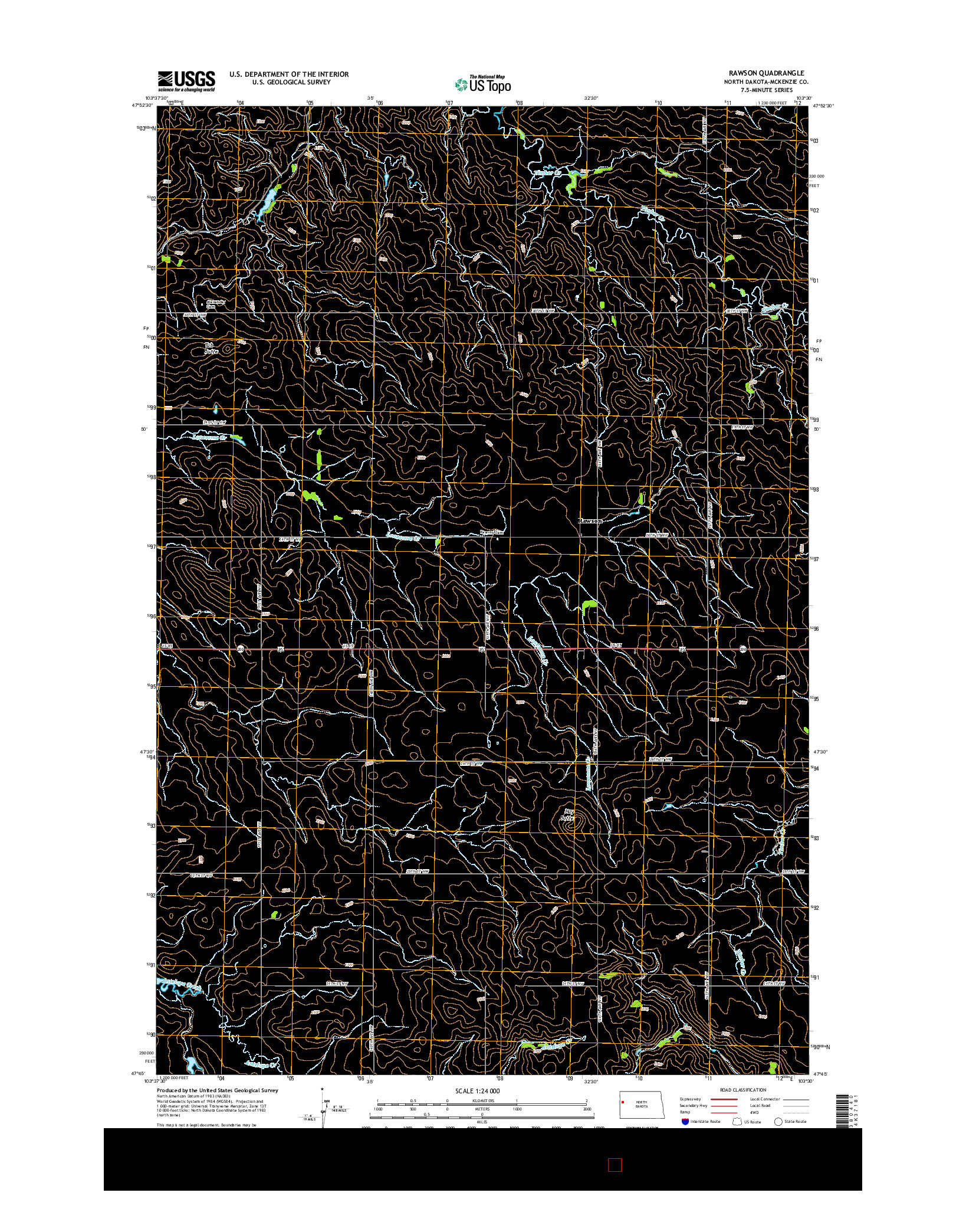 USGS US TOPO 7.5-MINUTE MAP FOR RAWSON, ND 2014