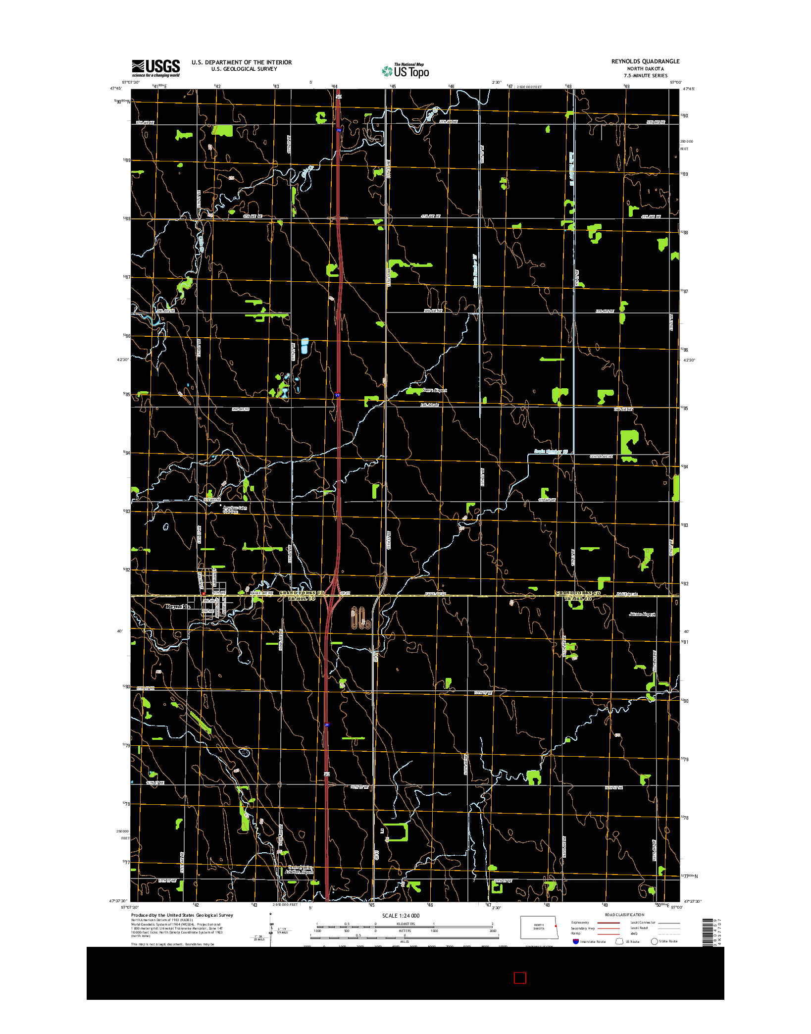 USGS US TOPO 7.5-MINUTE MAP FOR REYNOLDS, ND 2014