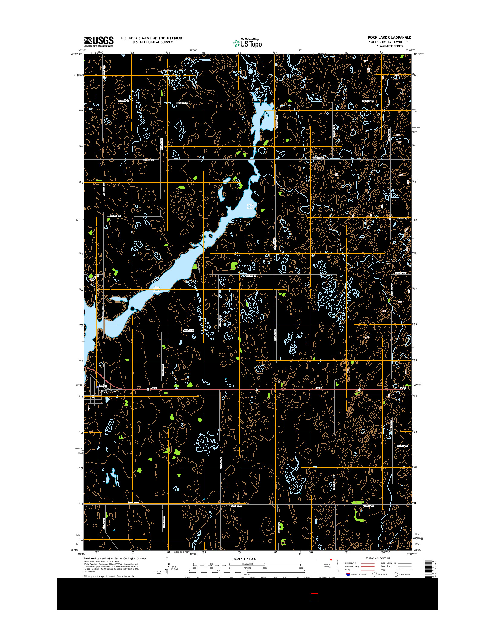 USGS US TOPO 7.5-MINUTE MAP FOR ROCK LAKE, ND 2014
