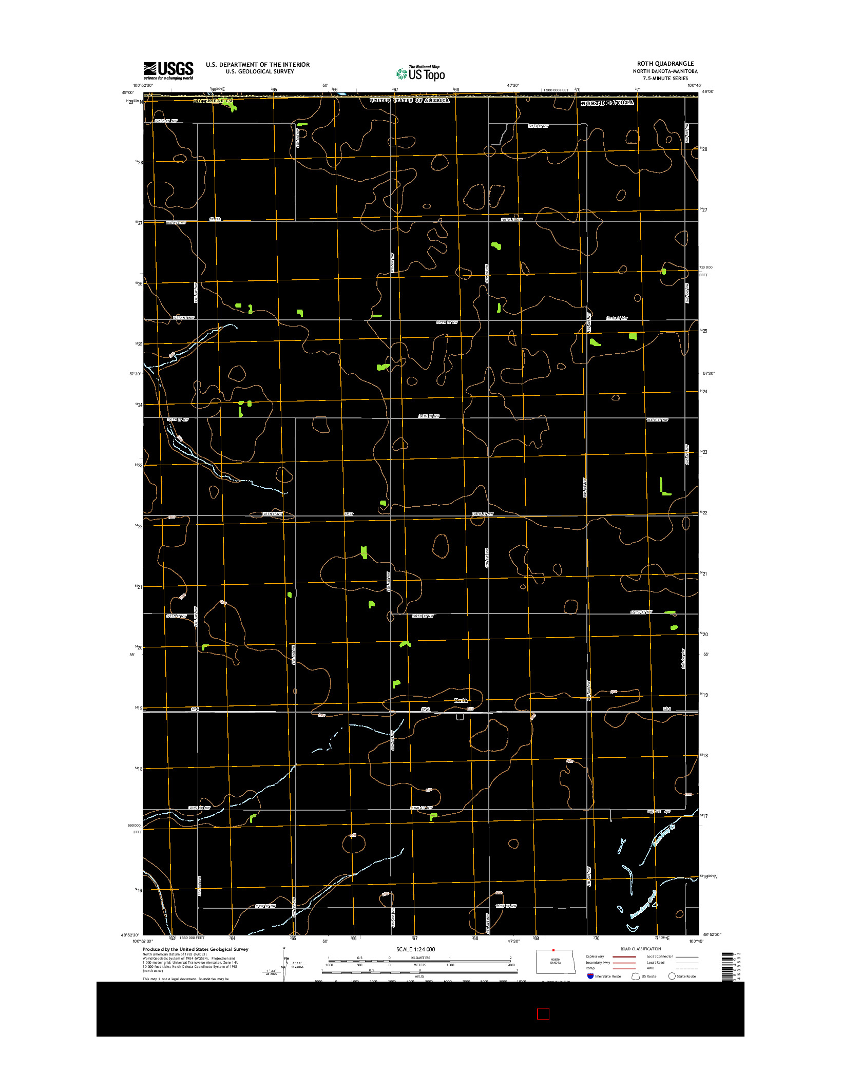 USGS US TOPO 7.5-MINUTE MAP FOR ROTH, ND-MB 2014