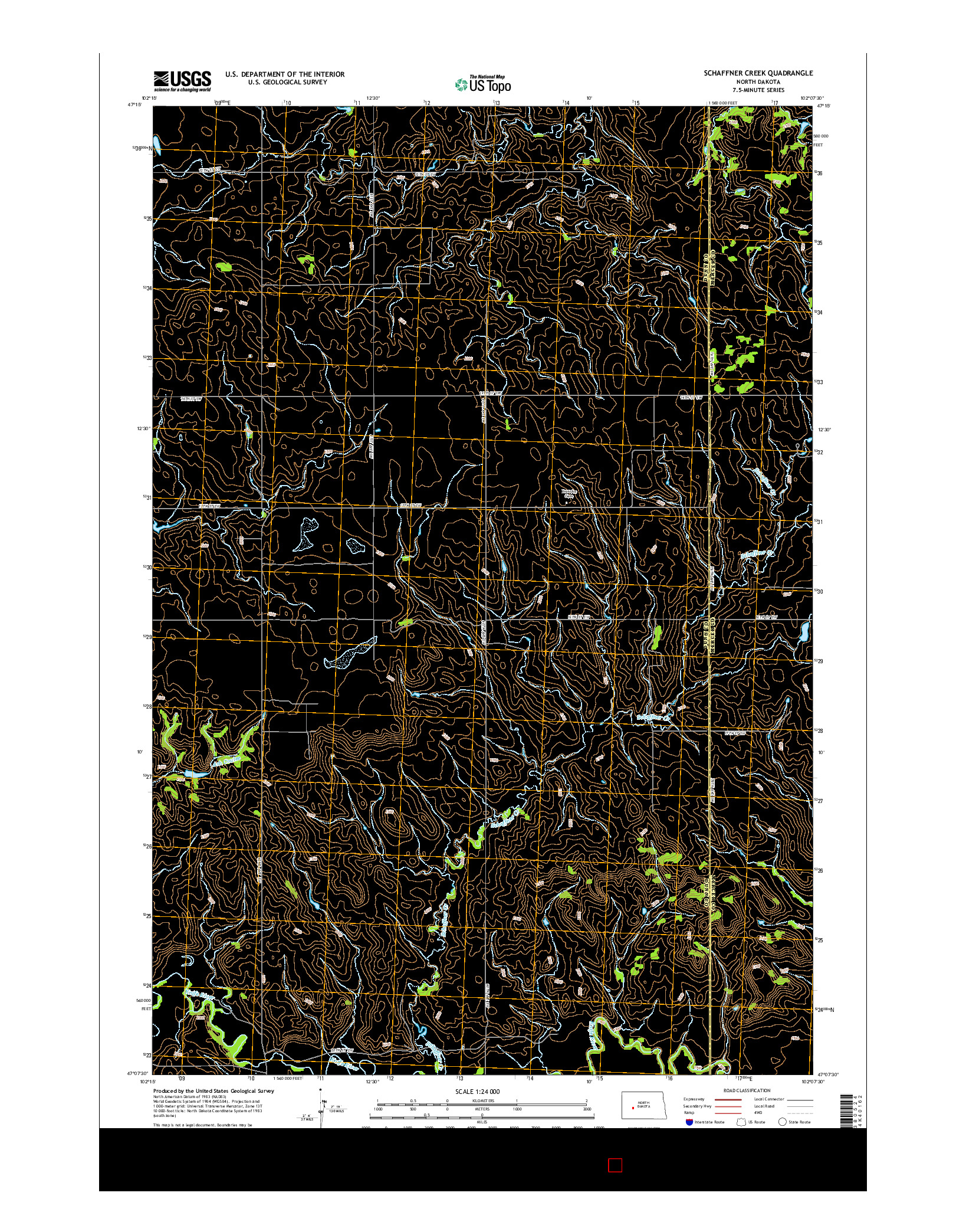 USGS US TOPO 7.5-MINUTE MAP FOR SCHAFFNER CREEK, ND 2014