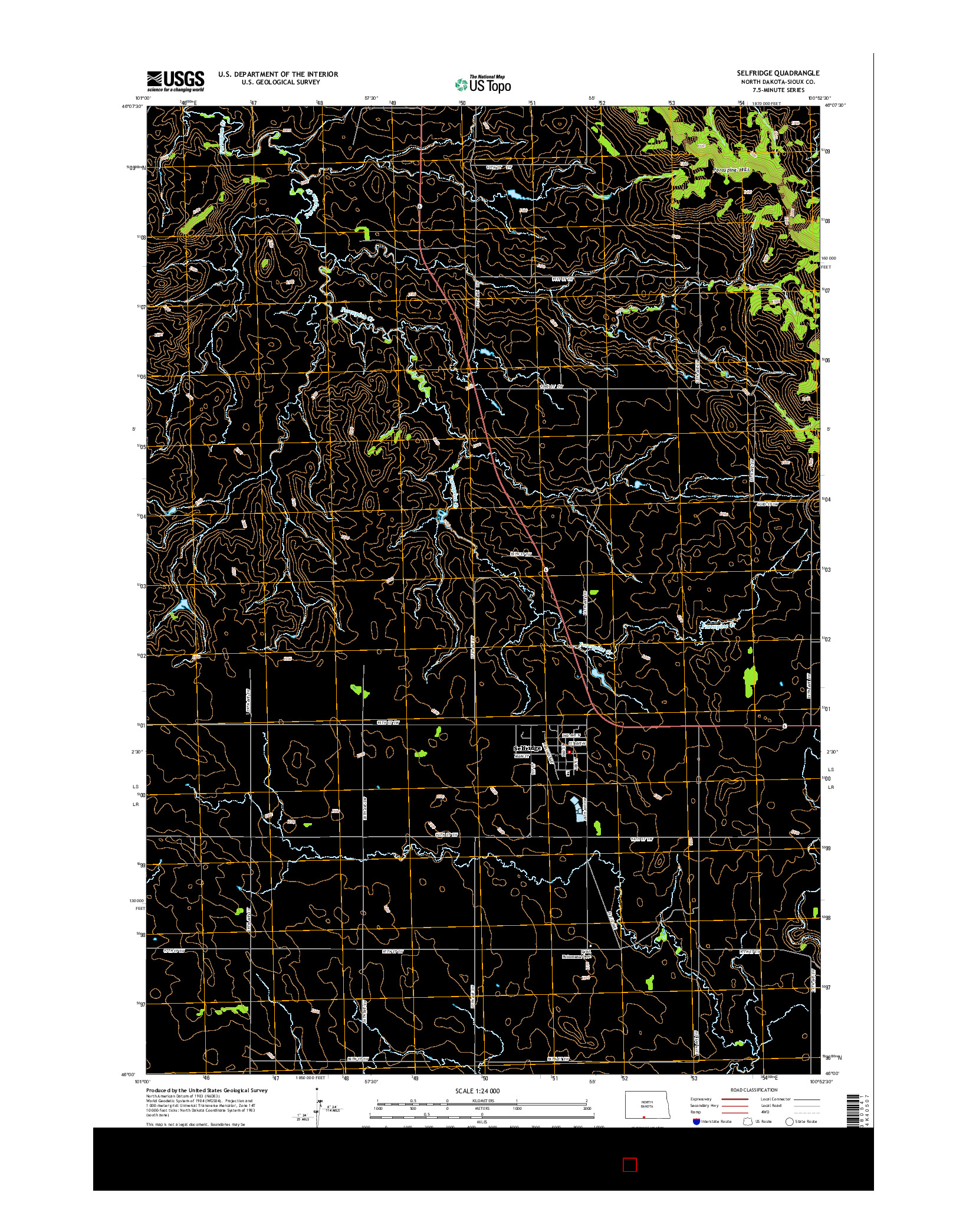 USGS US TOPO 7.5-MINUTE MAP FOR SELFRIDGE, ND 2014