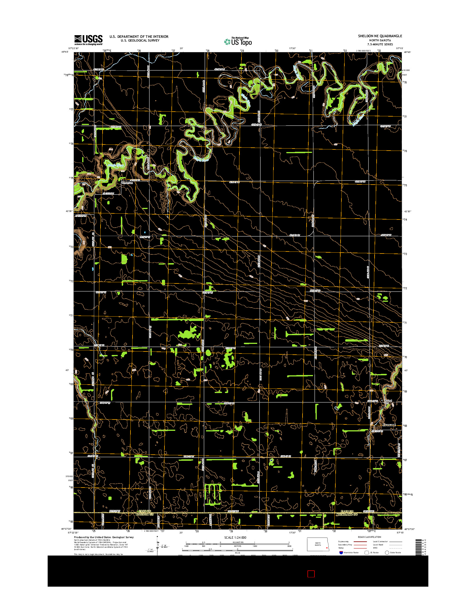 USGS US TOPO 7.5-MINUTE MAP FOR SHELDON NE, ND 2014