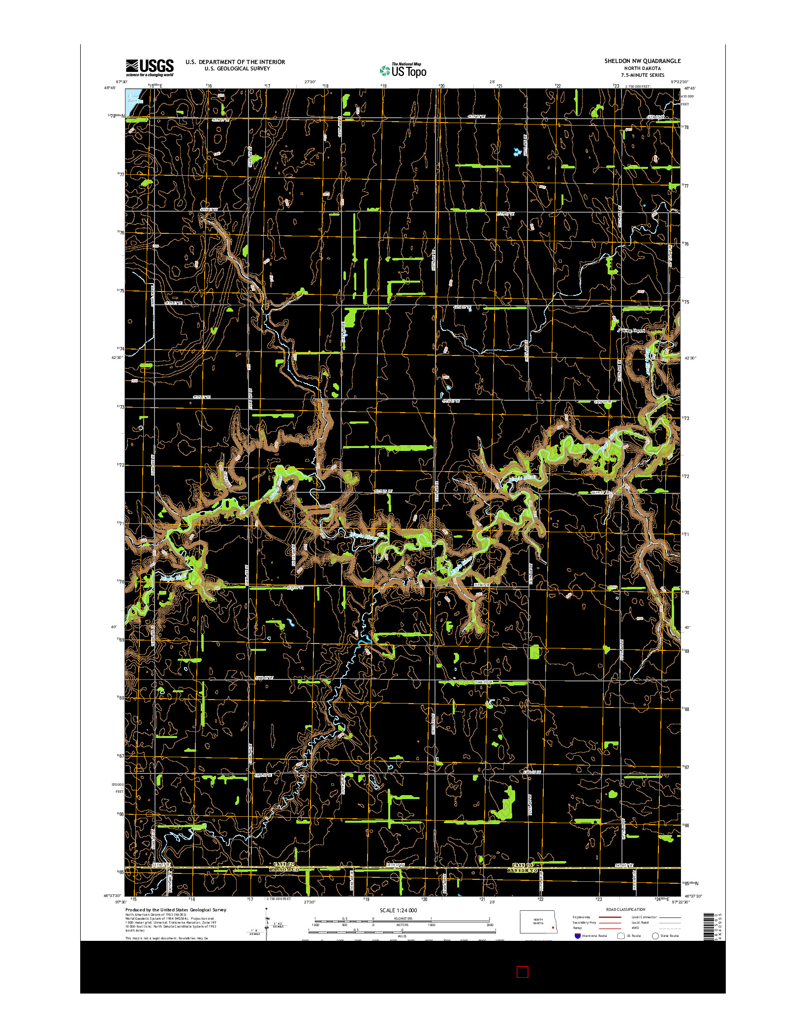 USGS US TOPO 7.5-MINUTE MAP FOR SHELDON NW, ND 2014