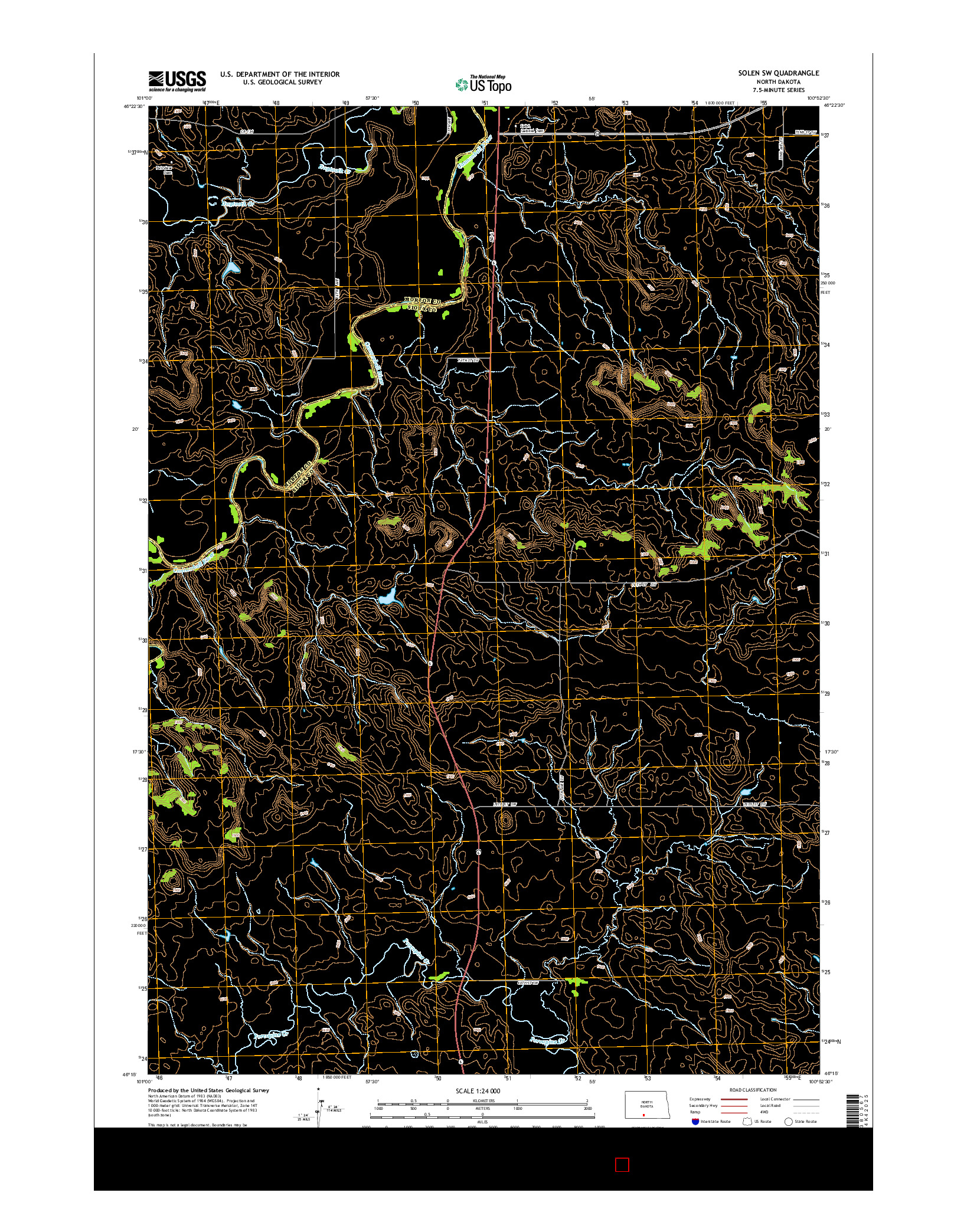 USGS US TOPO 7.5-MINUTE MAP FOR SOLEN SW, ND 2014