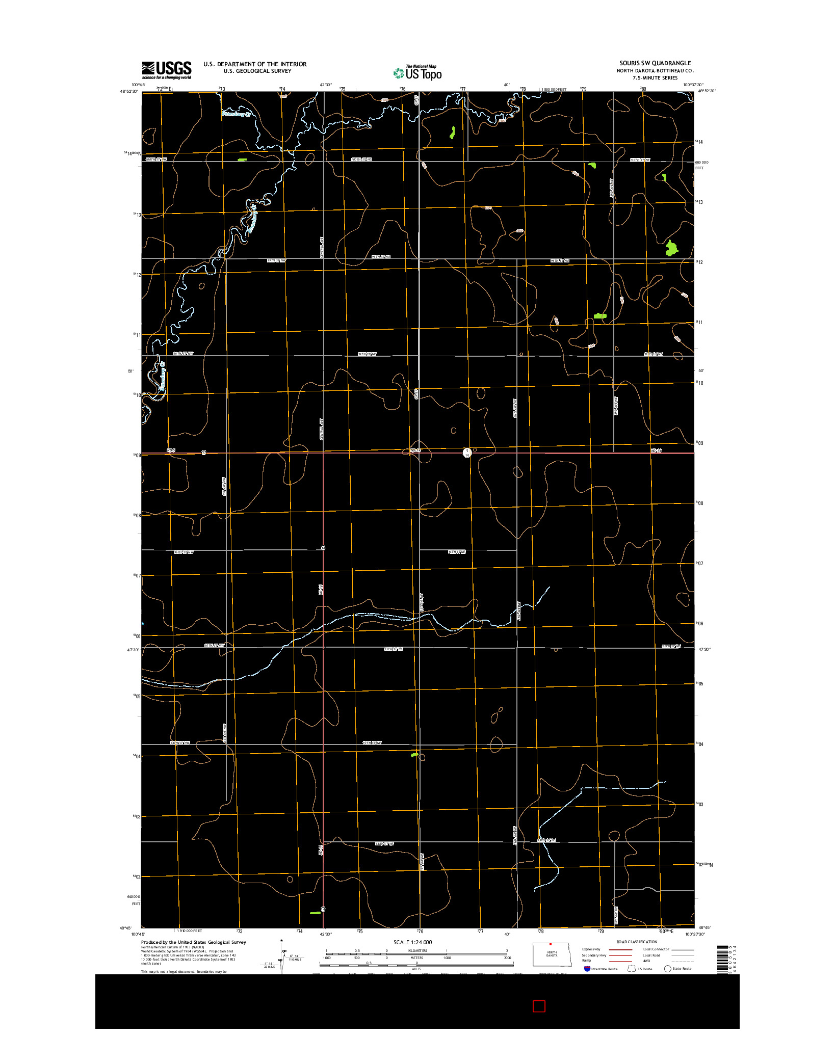 USGS US TOPO 7.5-MINUTE MAP FOR SOURIS SW, ND 2014