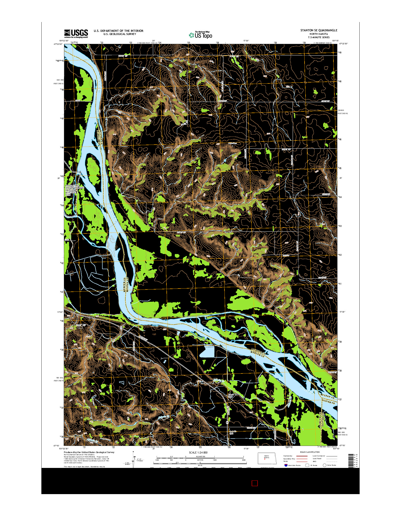 USGS US TOPO 7.5-MINUTE MAP FOR STANTON SE, ND 2014