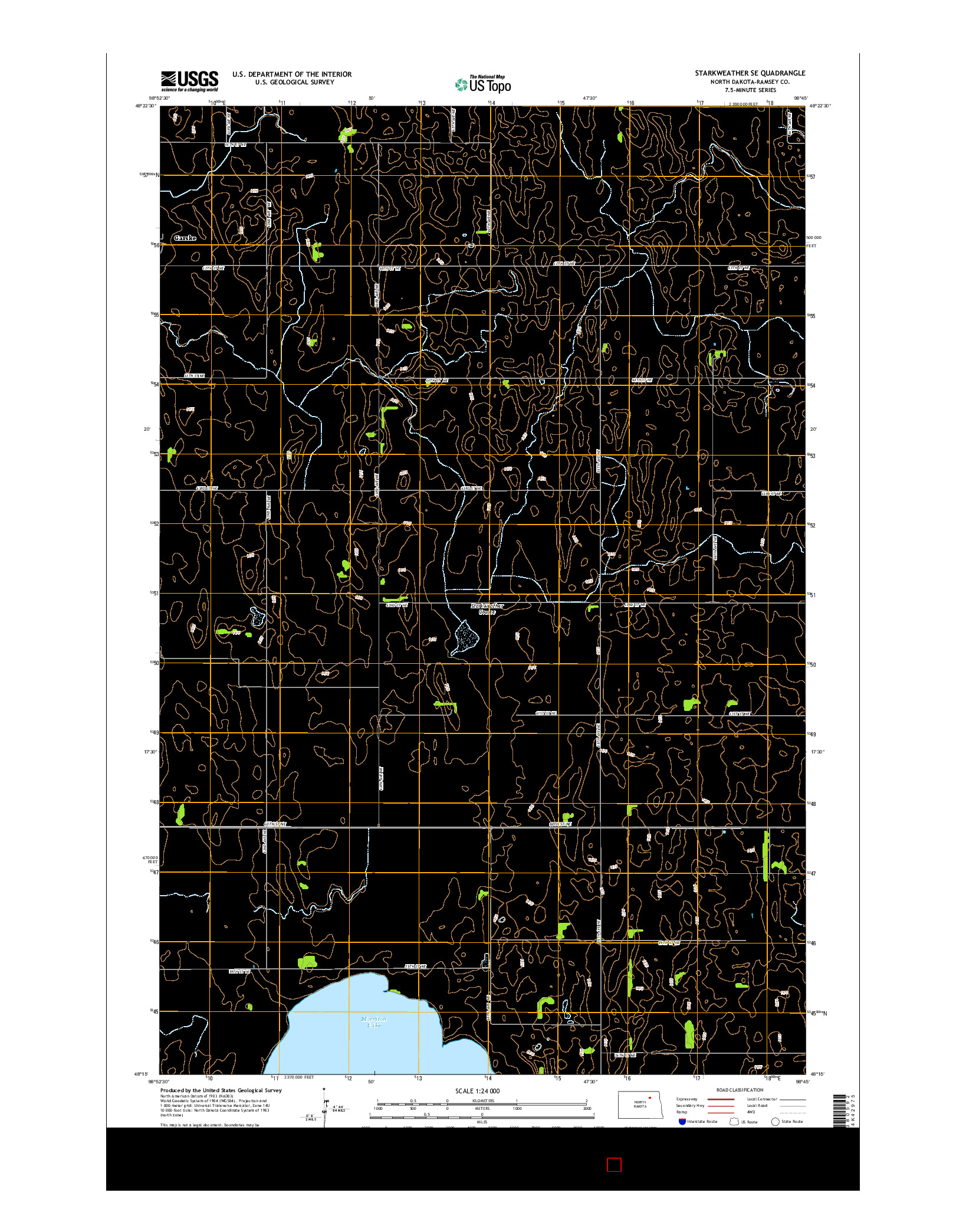 USGS US TOPO 7.5-MINUTE MAP FOR STARKWEATHER SE, ND 2014