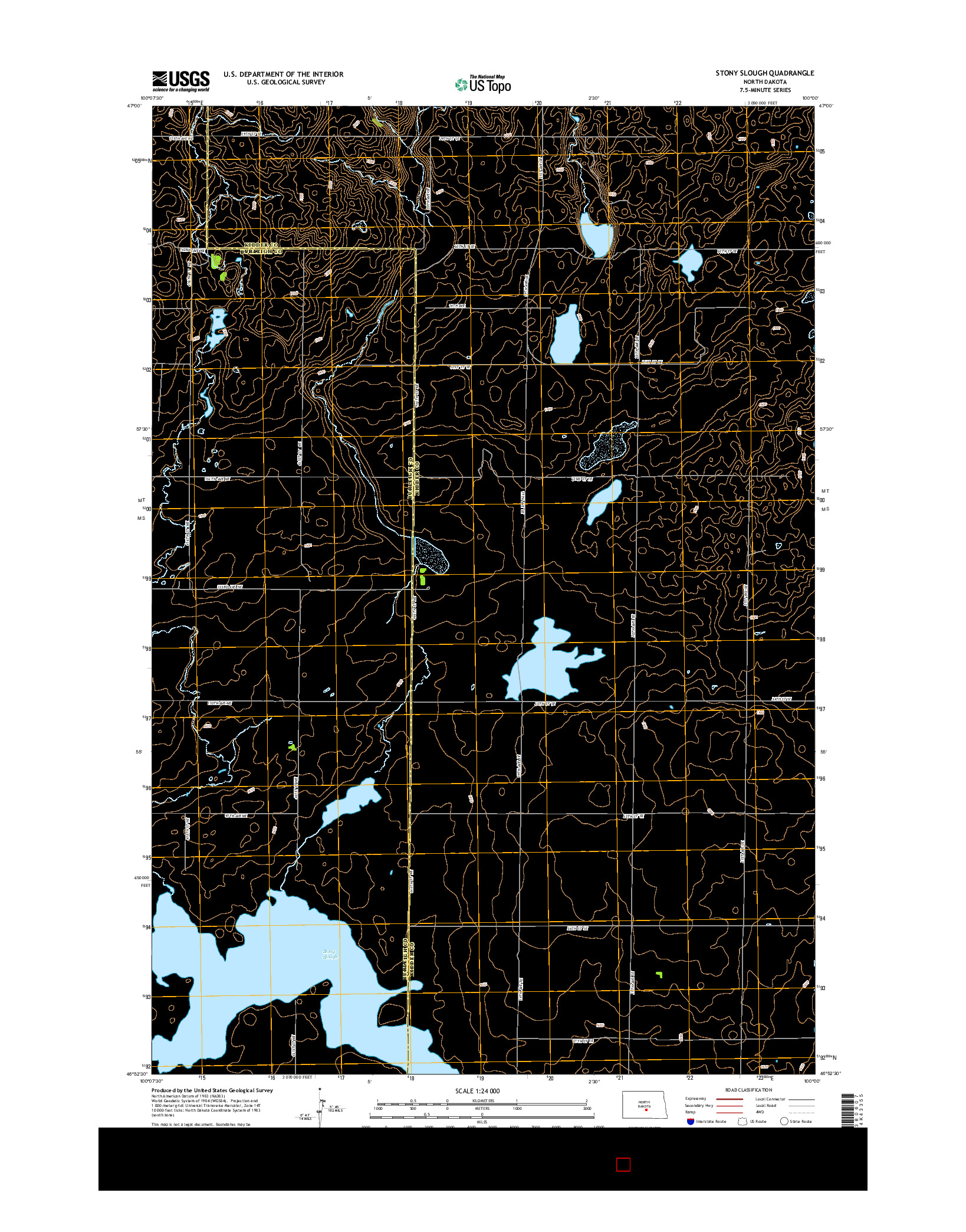 USGS US TOPO 7.5-MINUTE MAP FOR STONY SLOUGH, ND 2014