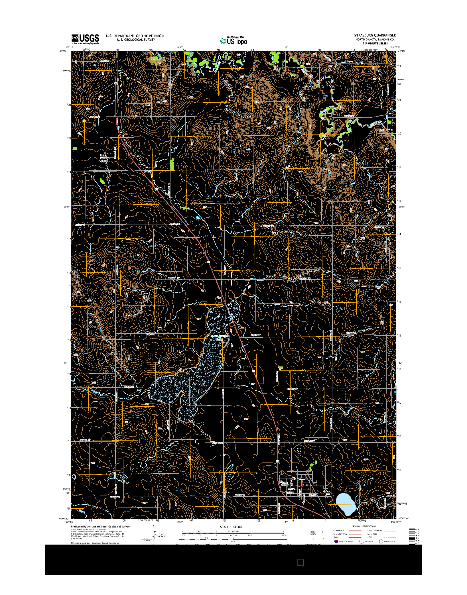 USGS US TOPO 7.5-MINUTE MAP FOR STRASBURG, ND 2014