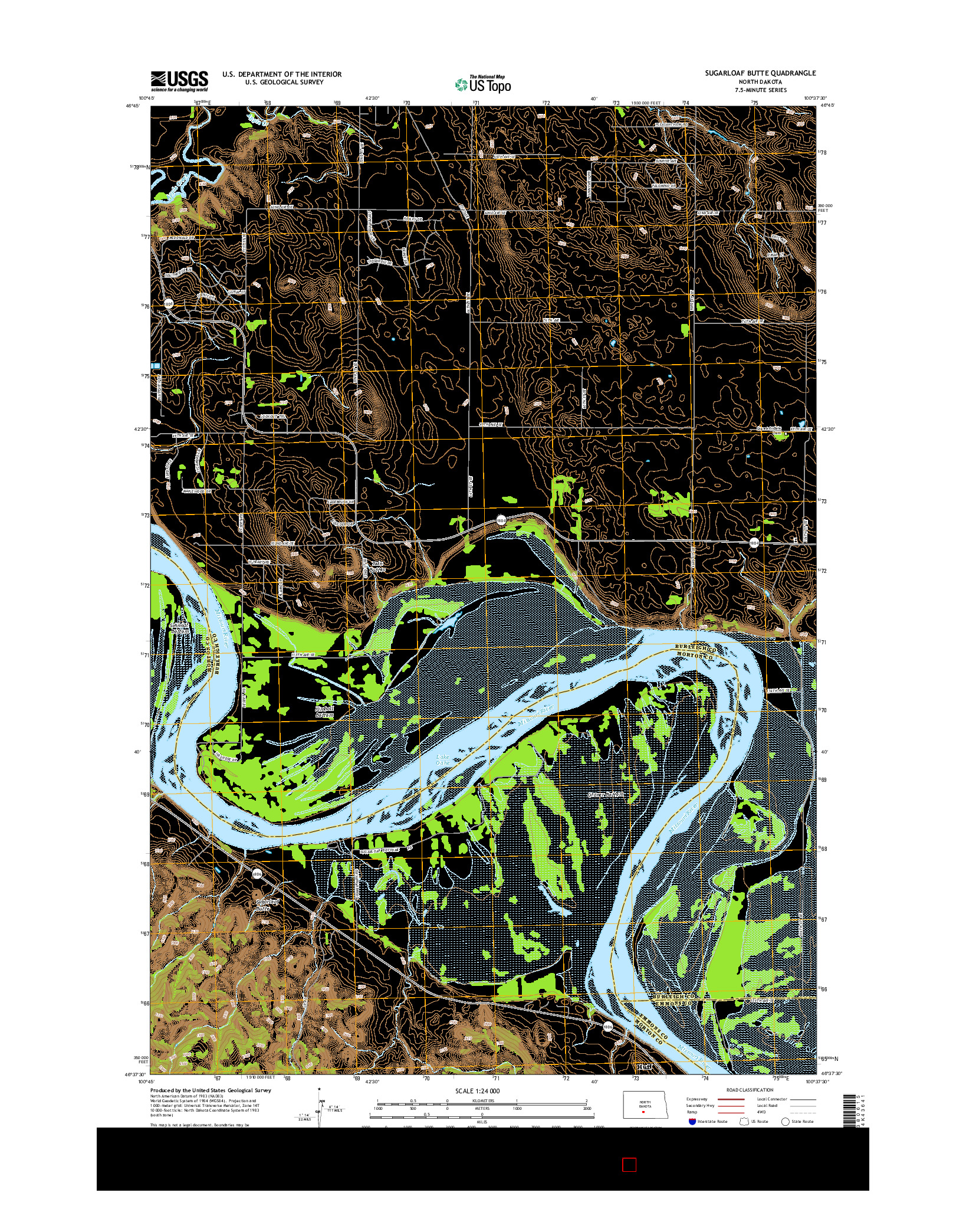 USGS US TOPO 7.5-MINUTE MAP FOR SUGARLOAF BUTTE, ND 2014