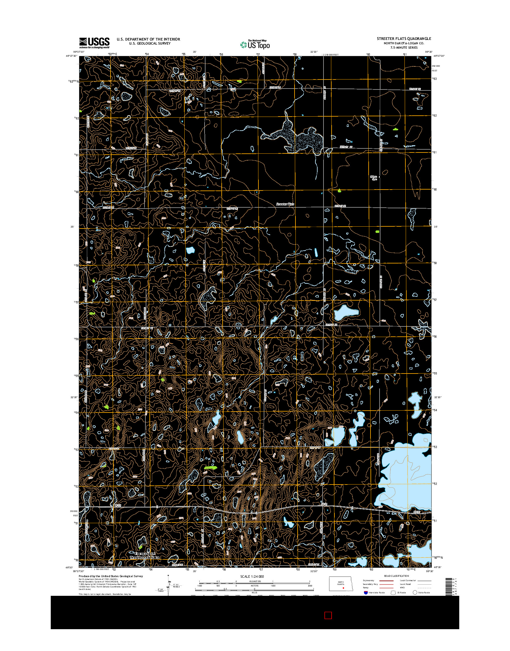 USGS US TOPO 7.5-MINUTE MAP FOR STREETER FLATS, ND 2014