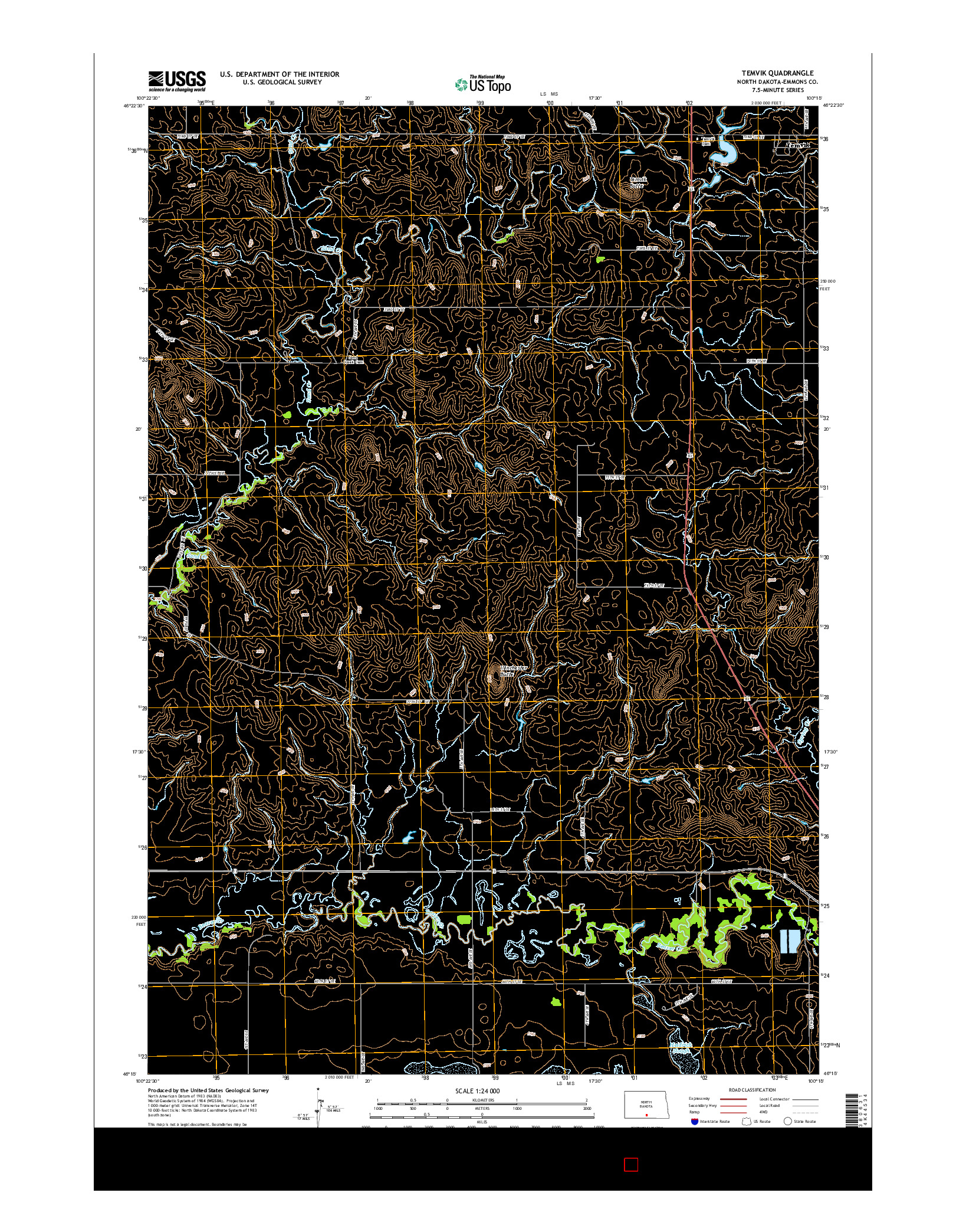 USGS US TOPO 7.5-MINUTE MAP FOR TEMVIK, ND 2014