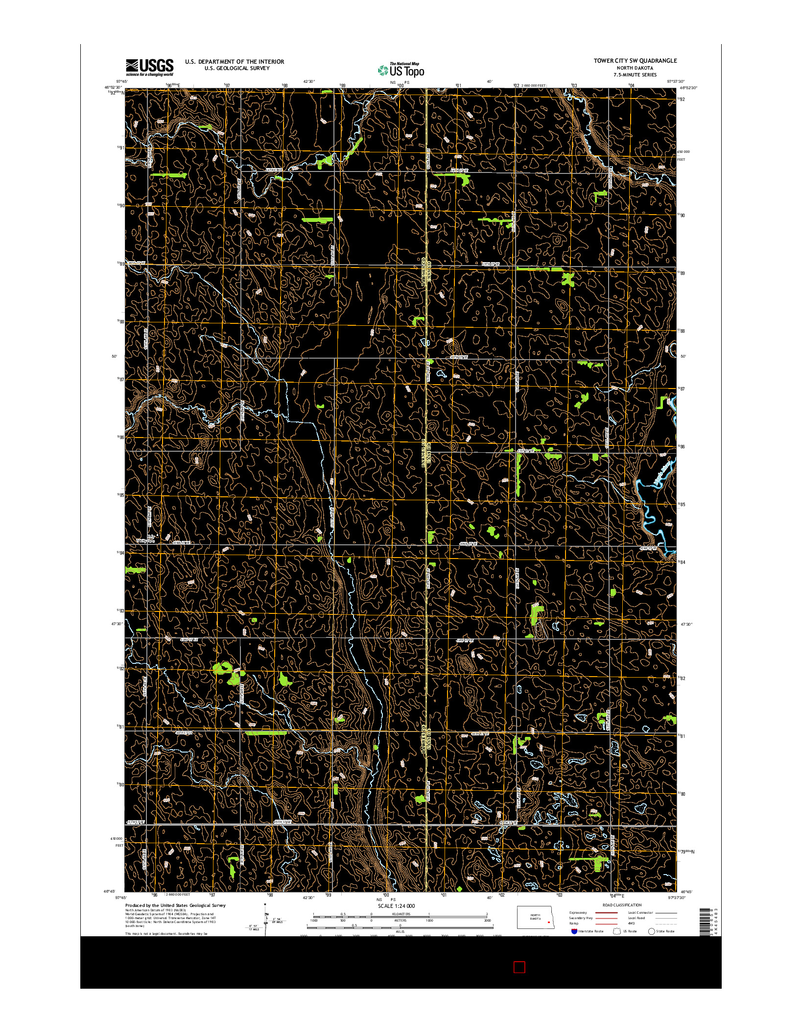 USGS US TOPO 7.5-MINUTE MAP FOR TOWER CITY SW, ND 2014