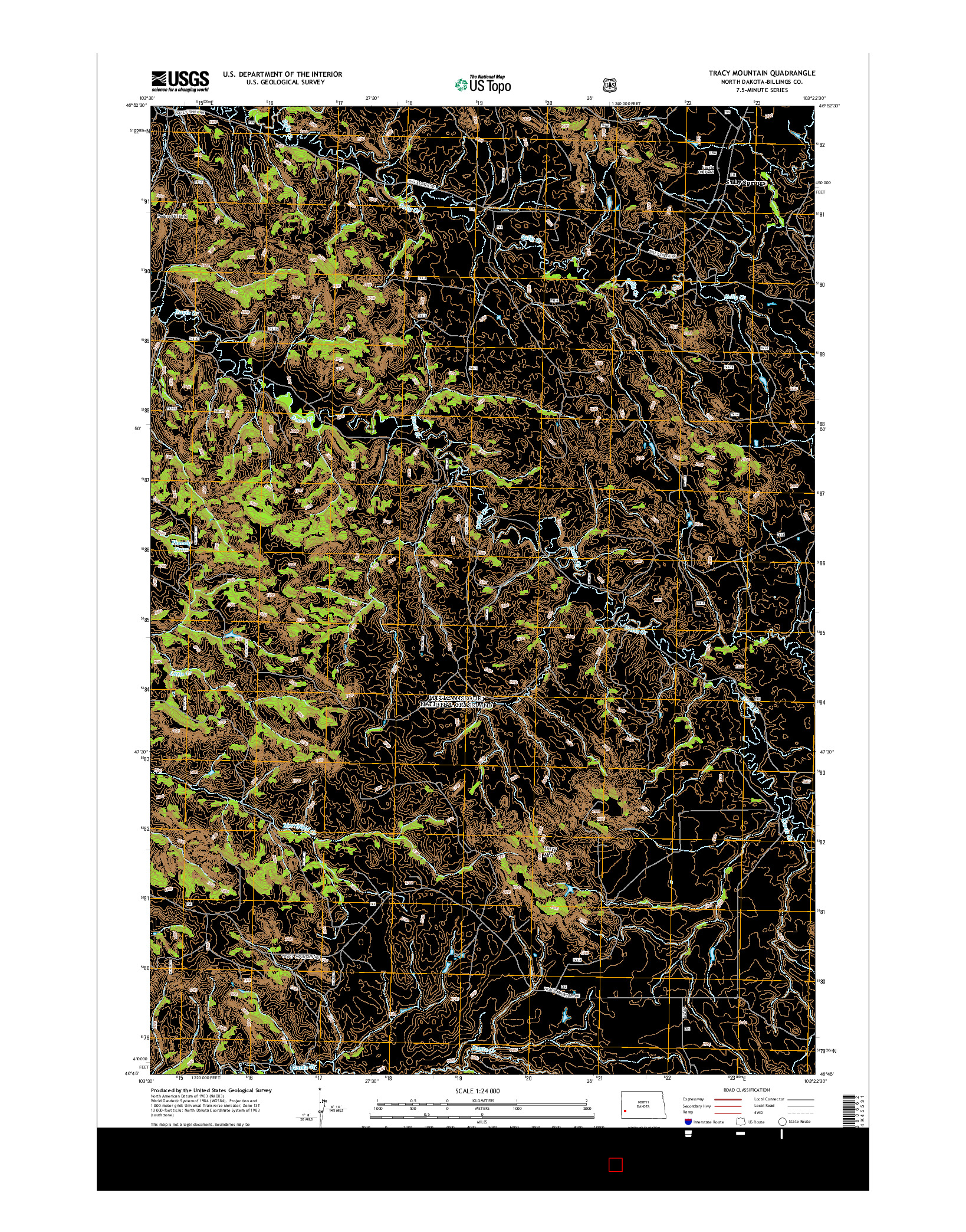 USGS US TOPO 7.5-MINUTE MAP FOR TRACY MOUNTAIN, ND 2014