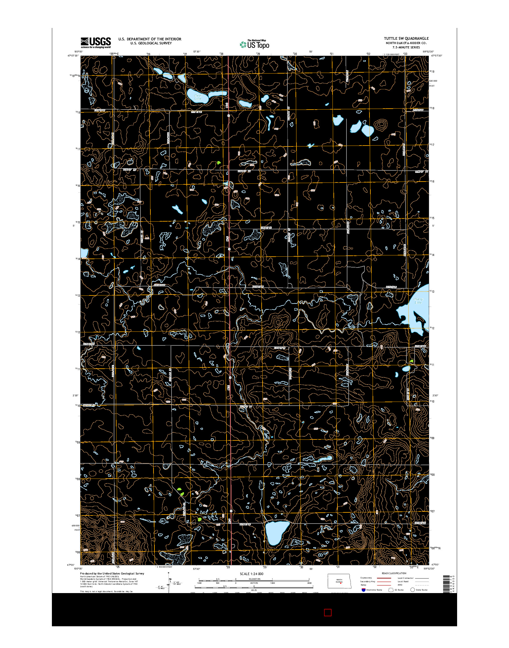 USGS US TOPO 7.5-MINUTE MAP FOR TUTTLE SW, ND 2014