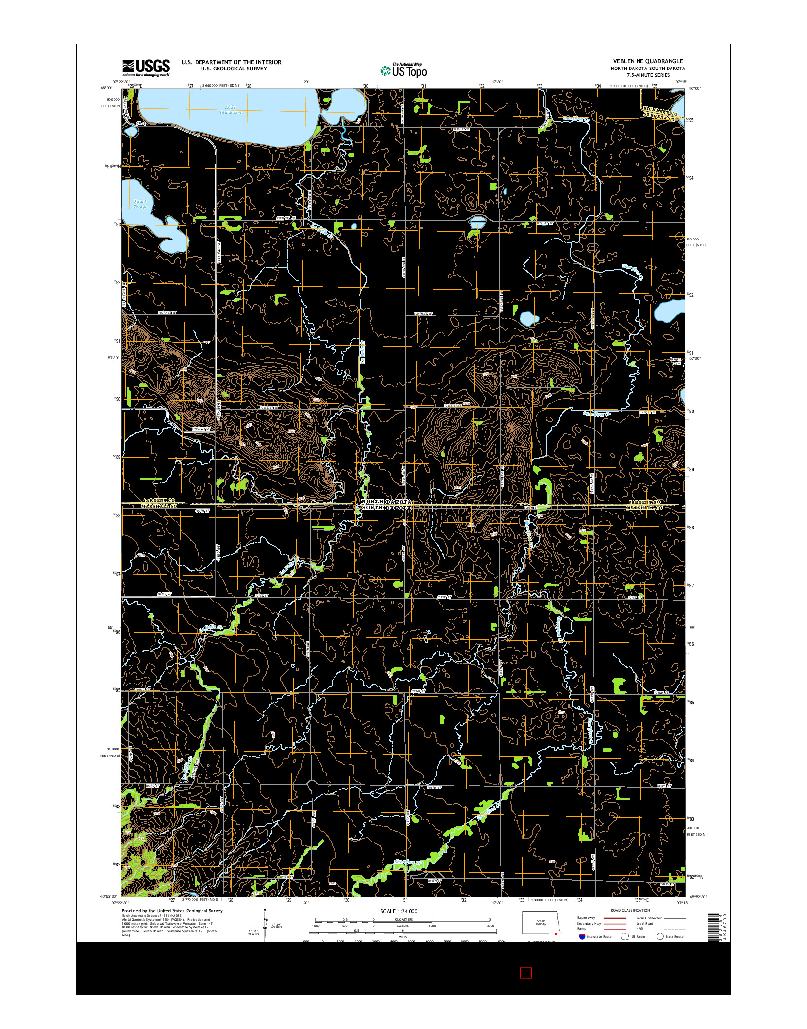 USGS US TOPO 7.5-MINUTE MAP FOR VEBLEN NE, ND-SD 2014