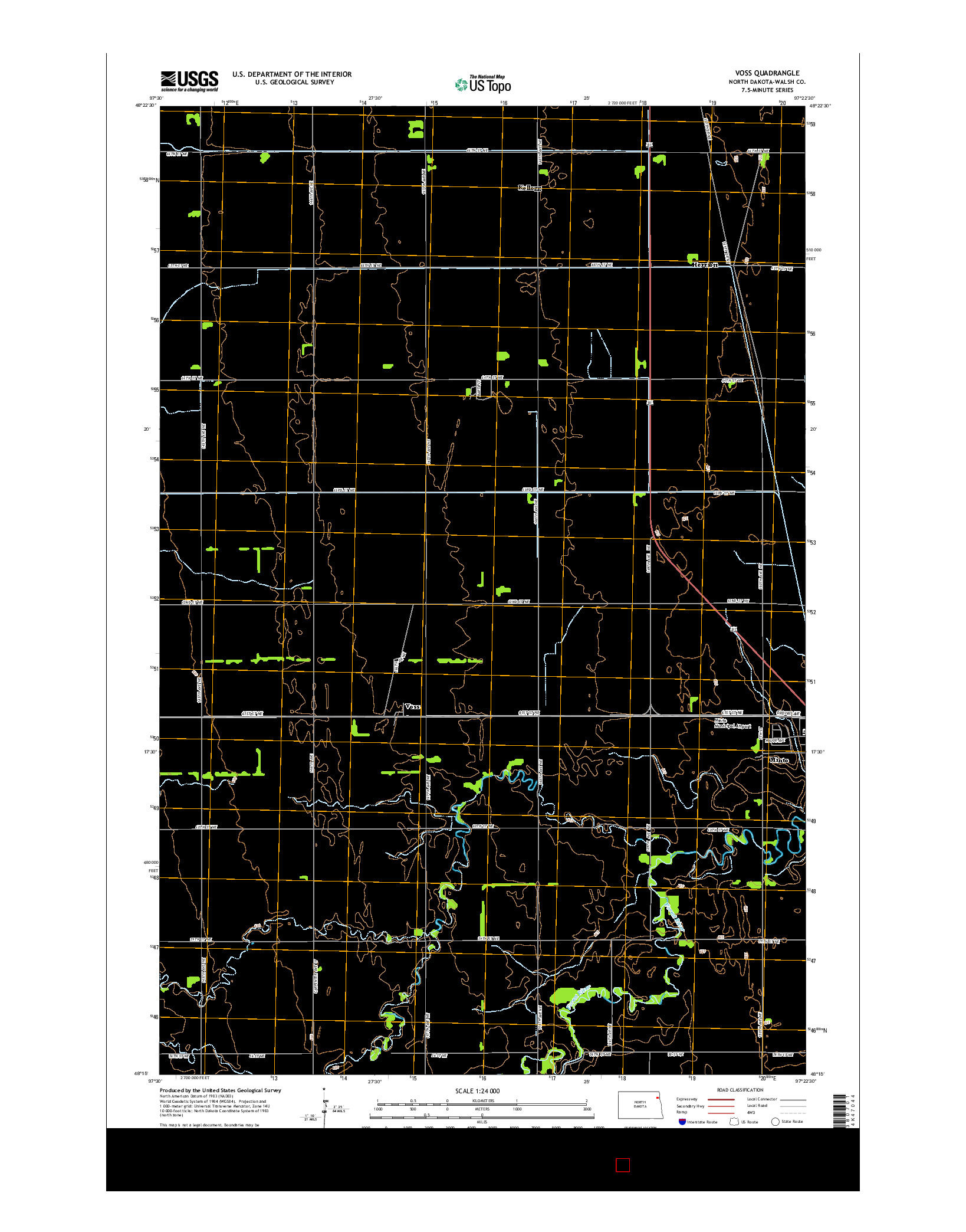 USGS US TOPO 7.5-MINUTE MAP FOR VOSS, ND 2014