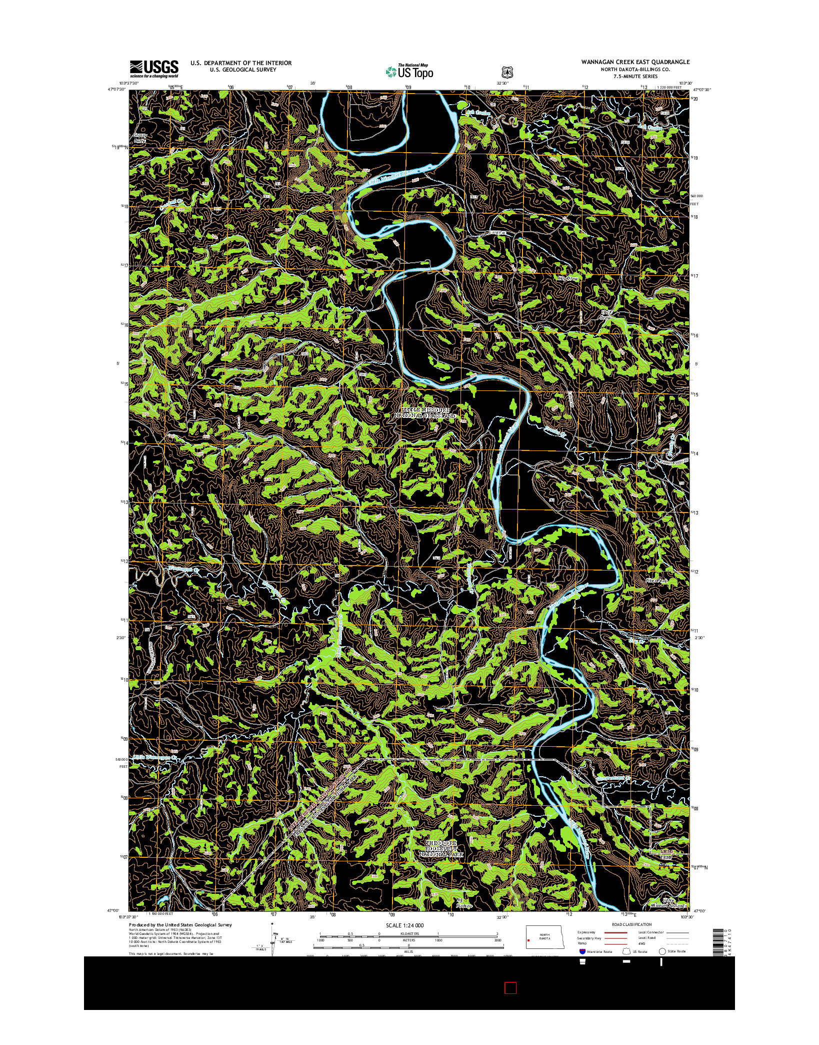 USGS US TOPO 7.5-MINUTE MAP FOR WANNAGAN CREEK EAST, ND 2014