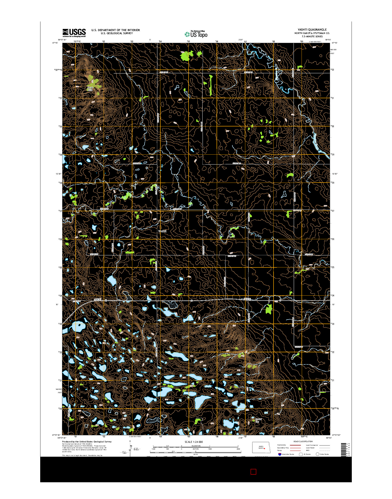 USGS US TOPO 7.5-MINUTE MAP FOR VASHTI, ND 2014