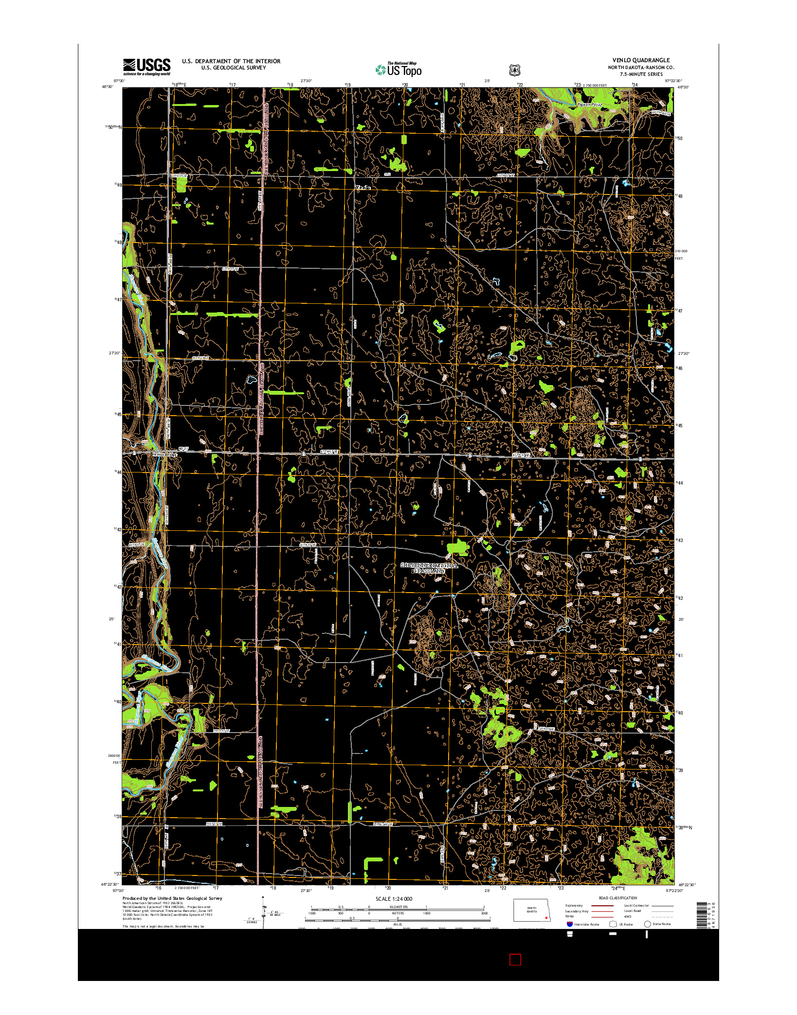 USGS US TOPO 7.5-MINUTE MAP FOR VENLO, ND 2014