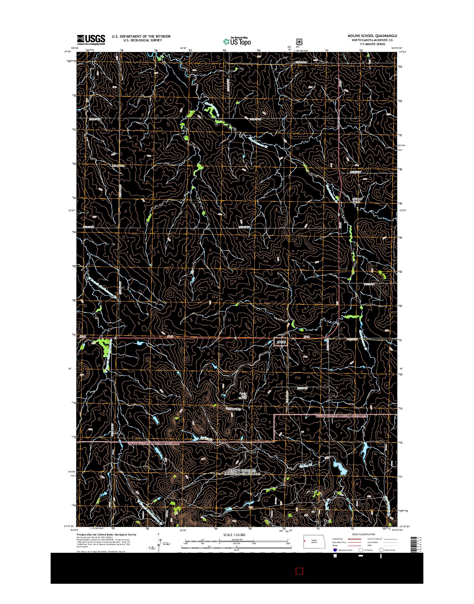 USGS US TOPO 7.5-MINUTE MAP FOR MOLINE SCHOOL, ND 2014