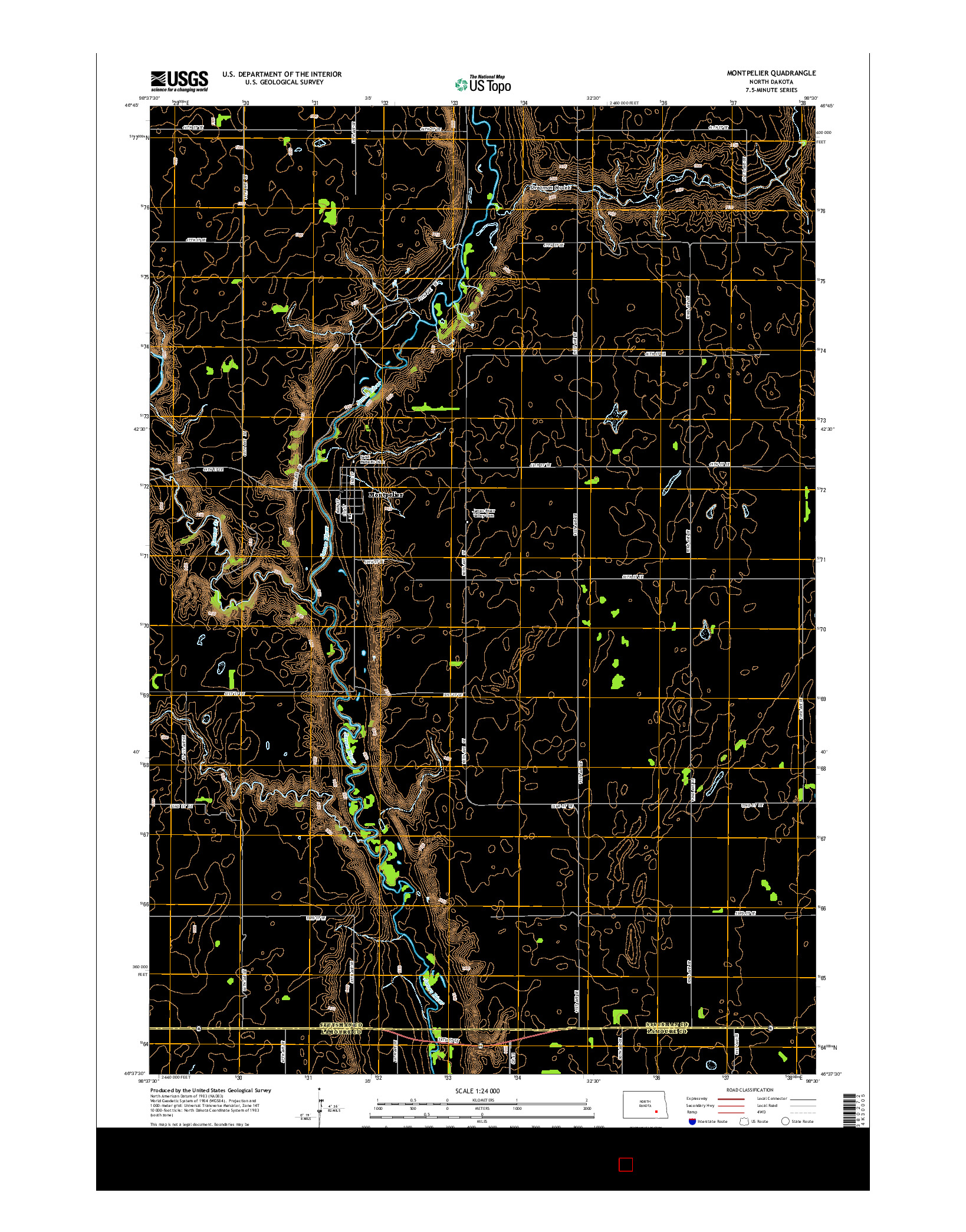 USGS US TOPO 7.5-MINUTE MAP FOR MONTPELIER, ND 2014