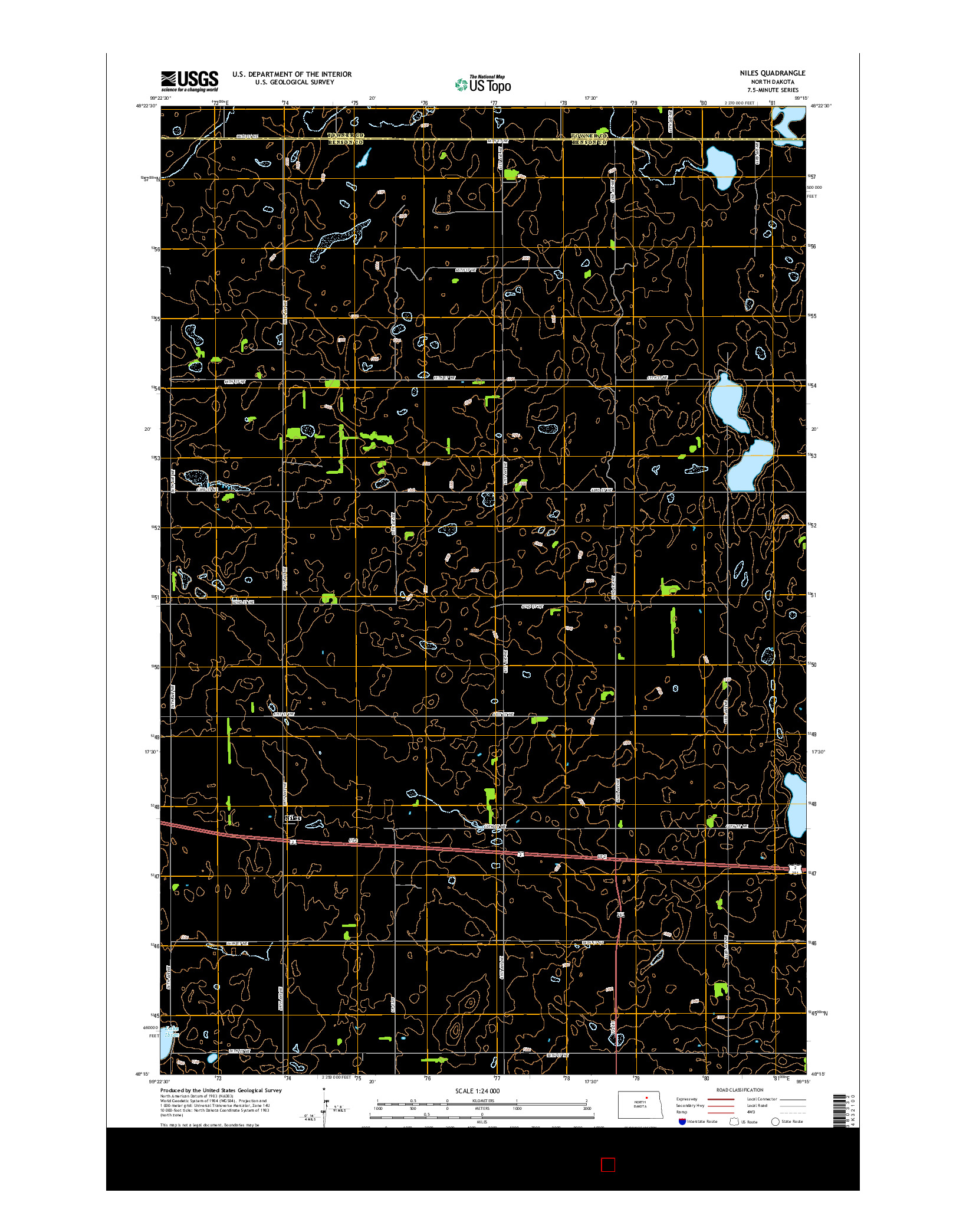 USGS US TOPO 7.5-MINUTE MAP FOR NILES, ND 2014