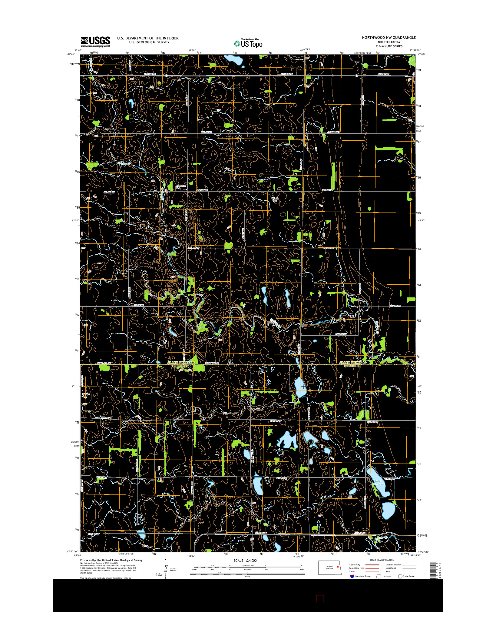 USGS US TOPO 7.5-MINUTE MAP FOR NORTHWOOD NW, ND 2014
