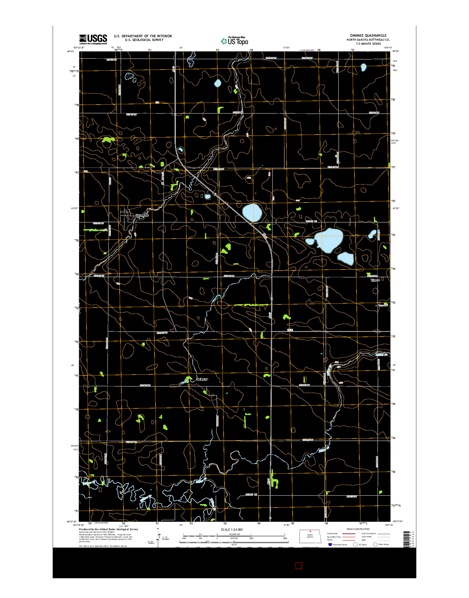 USGS US TOPO 7.5-MINUTE MAP FOR OMEMEE, ND 2014