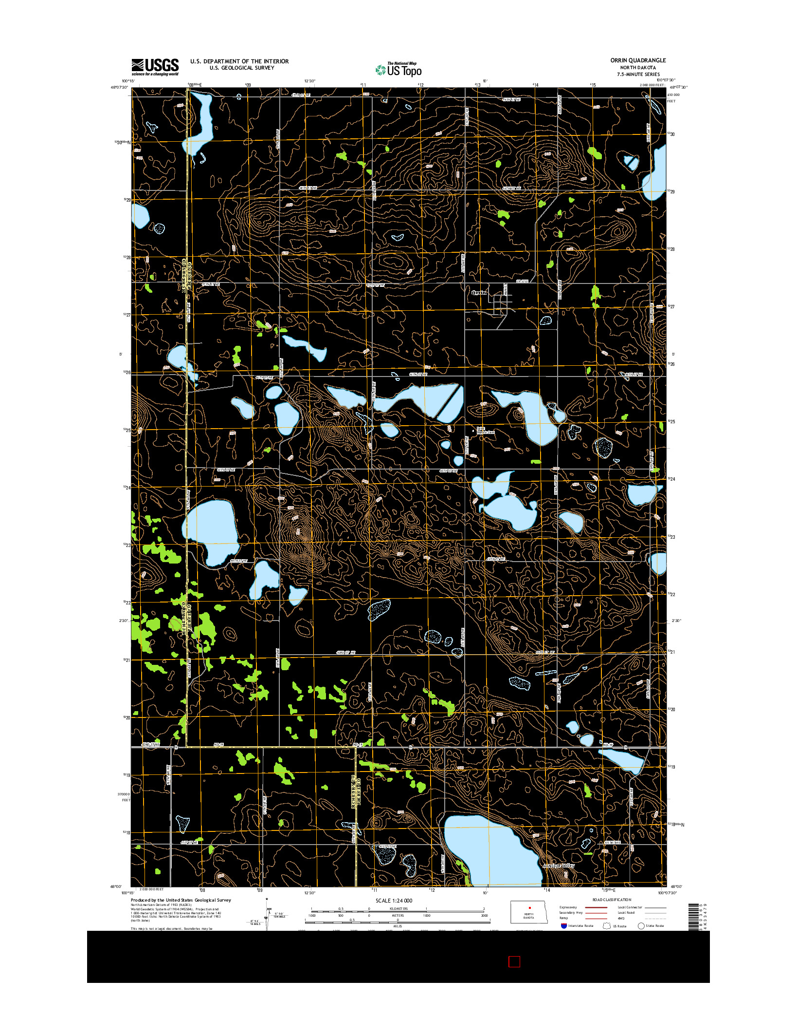 USGS US TOPO 7.5-MINUTE MAP FOR ORRIN, ND 2014