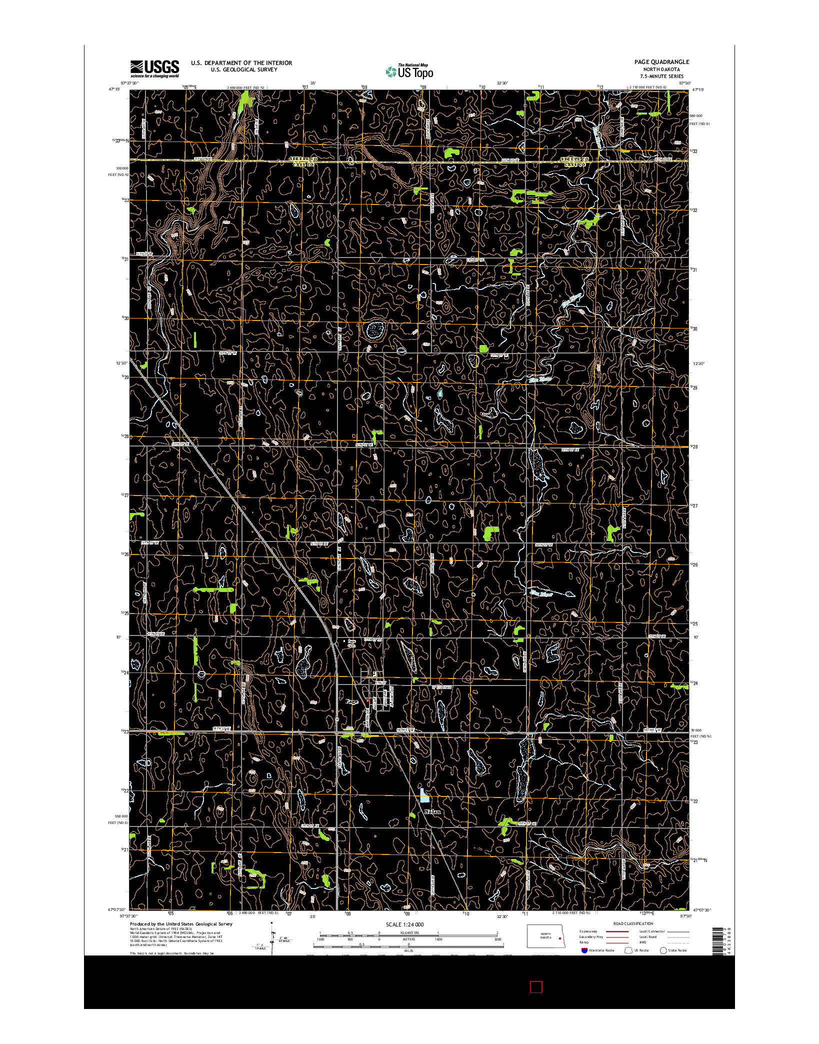 USGS US TOPO 7.5-MINUTE MAP FOR PAGE, ND 2014