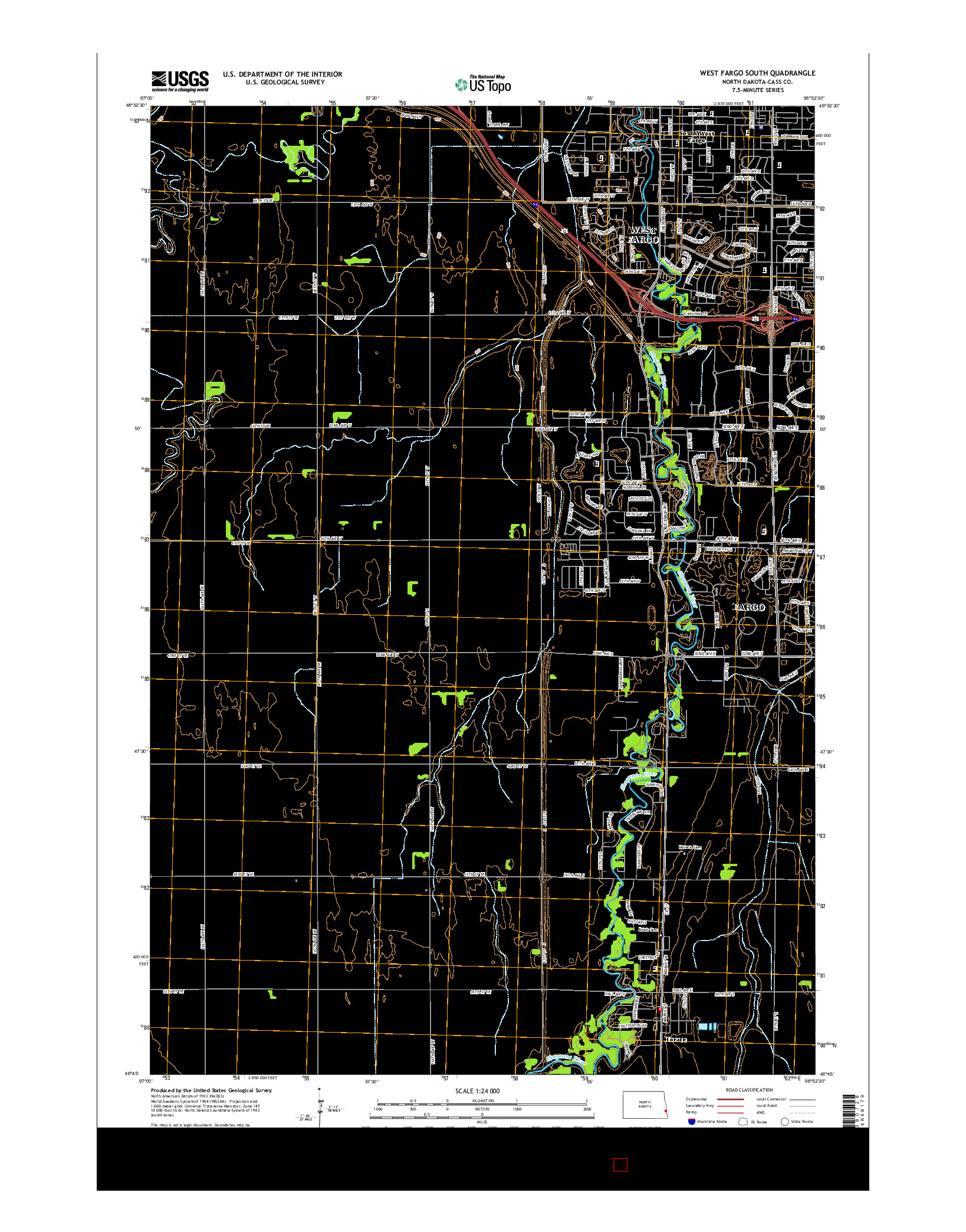 USGS US TOPO 7.5-MINUTE MAP FOR WEST FARGO SOUTH, ND 2014
