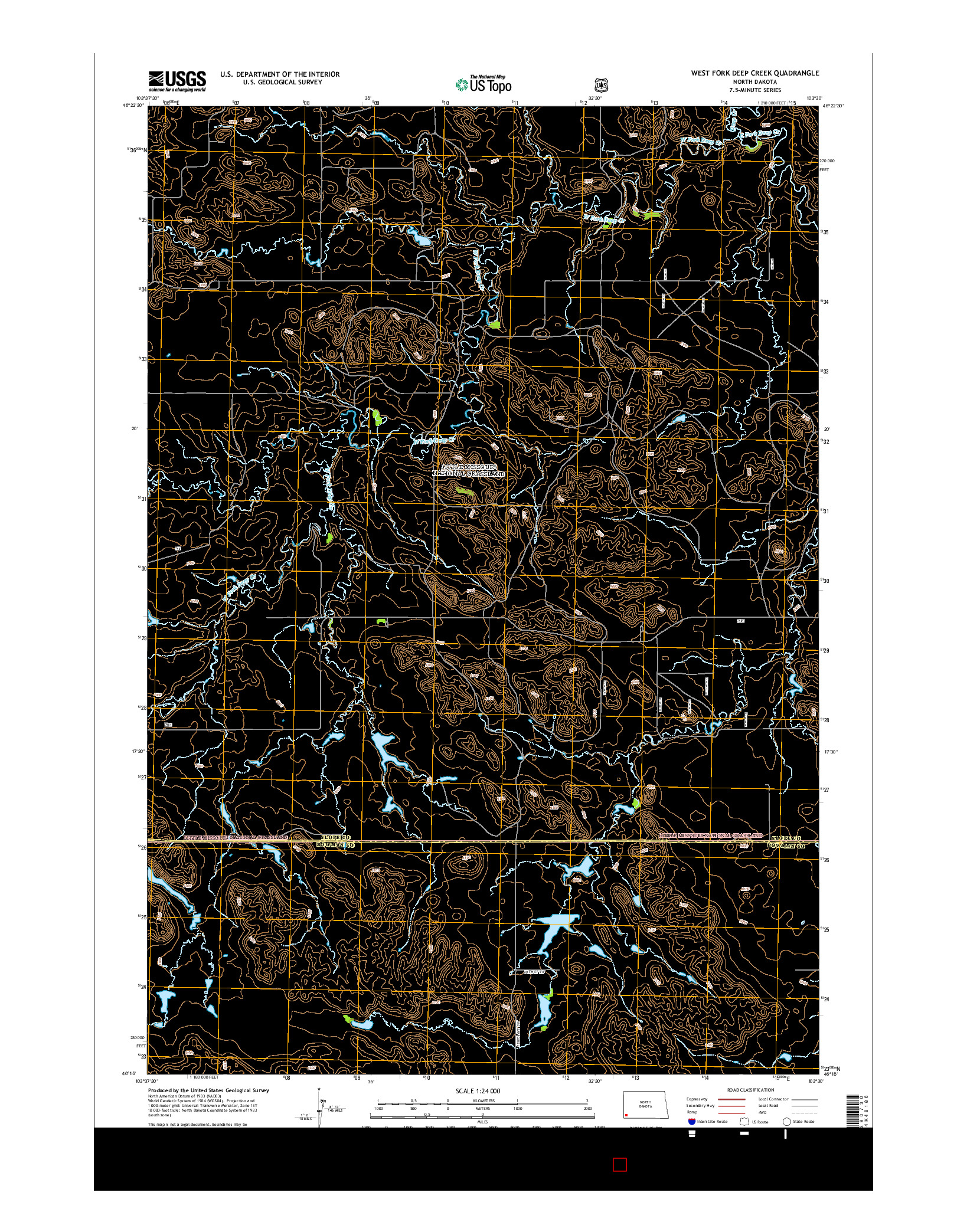 USGS US TOPO 7.5-MINUTE MAP FOR WEST FORK DEEP CREEK, ND 2014