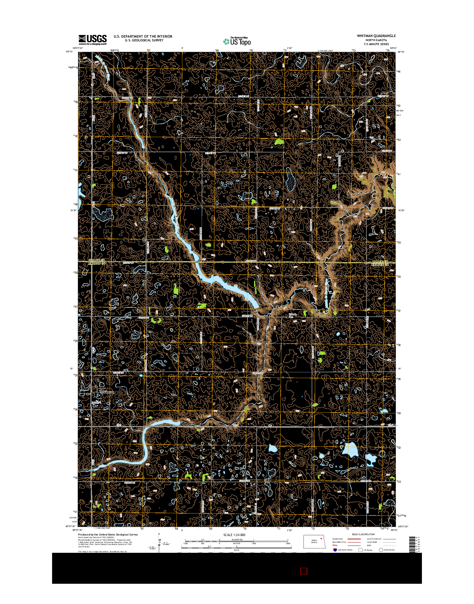 USGS US TOPO 7.5-MINUTE MAP FOR WHITMAN, ND 2014