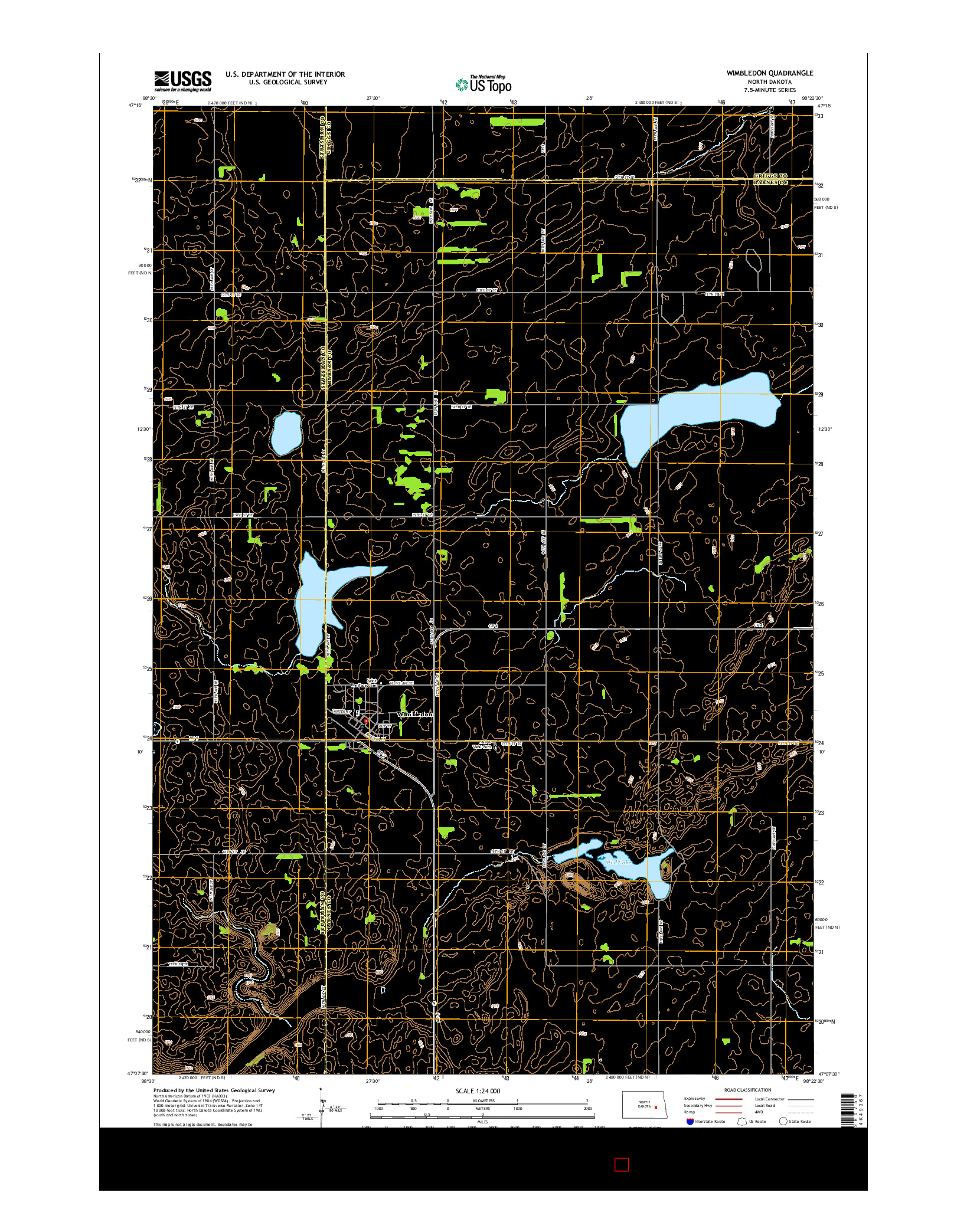 USGS US TOPO 7.5-MINUTE MAP FOR WIMBLEDON, ND 2014