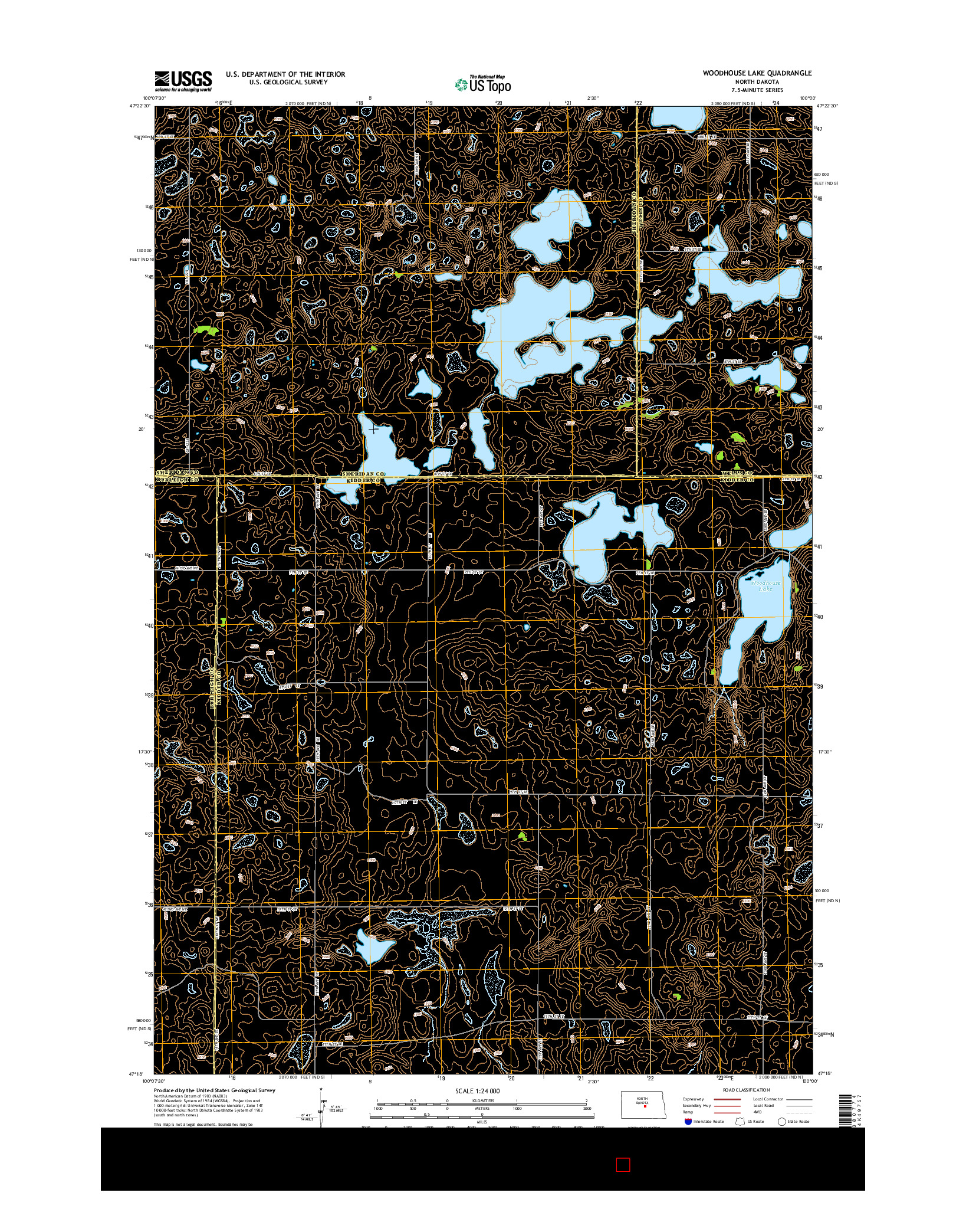 USGS US TOPO 7.5-MINUTE MAP FOR WOODHOUSE LAKE, ND 2014