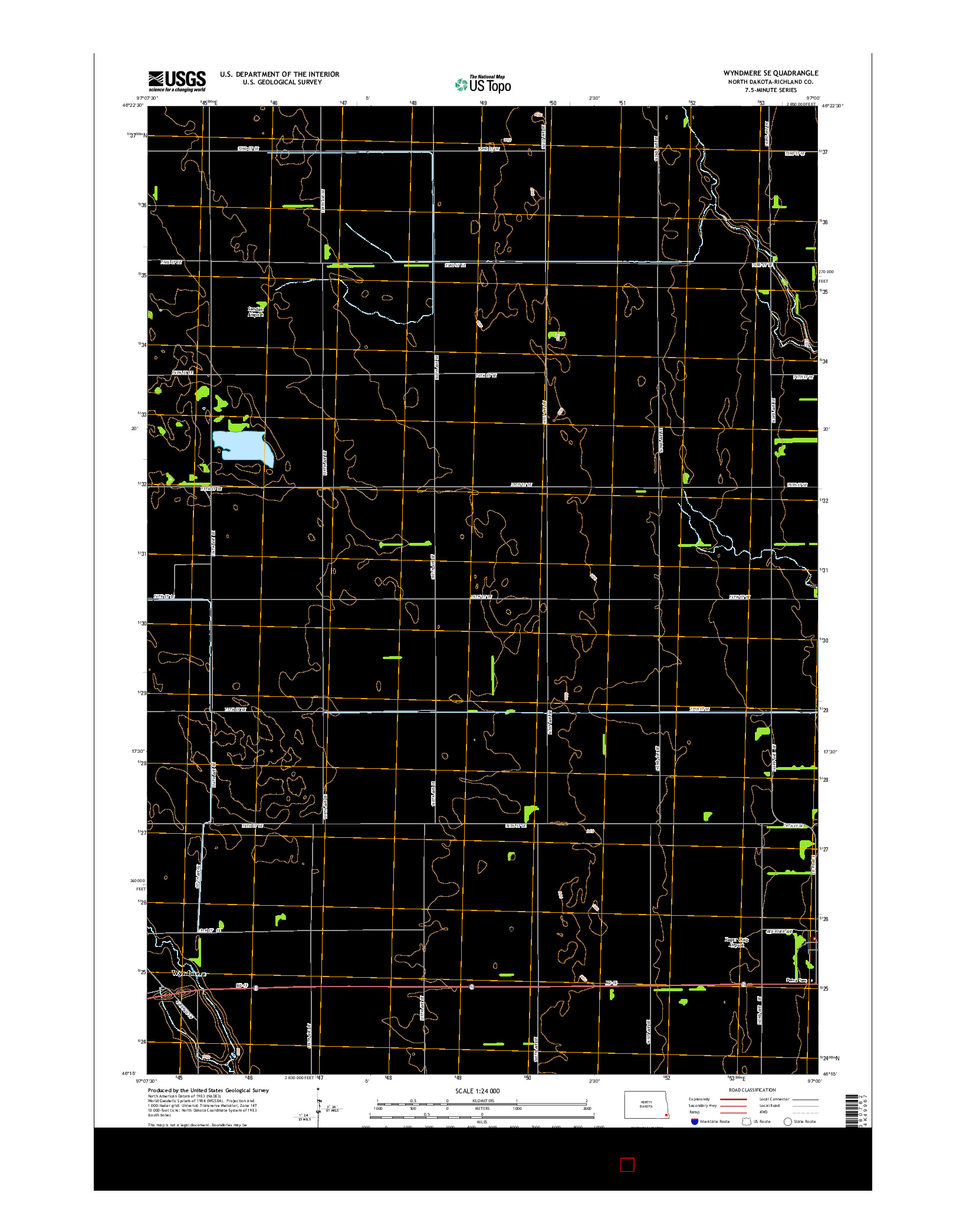 USGS US TOPO 7.5-MINUTE MAP FOR WYNDMERE SE, ND 2014