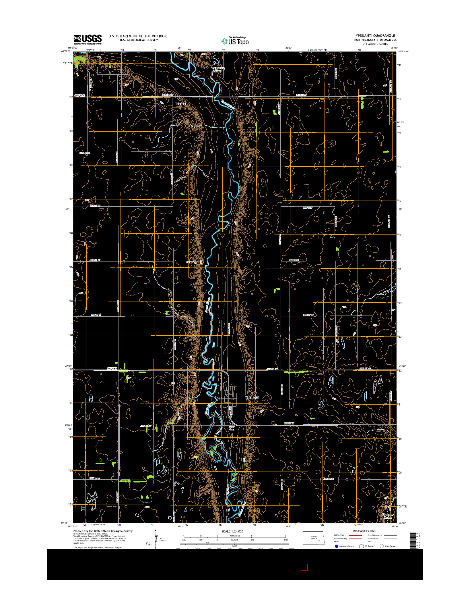 USGS US TOPO 7.5-MINUTE MAP FOR YPSILANTI, ND 2014