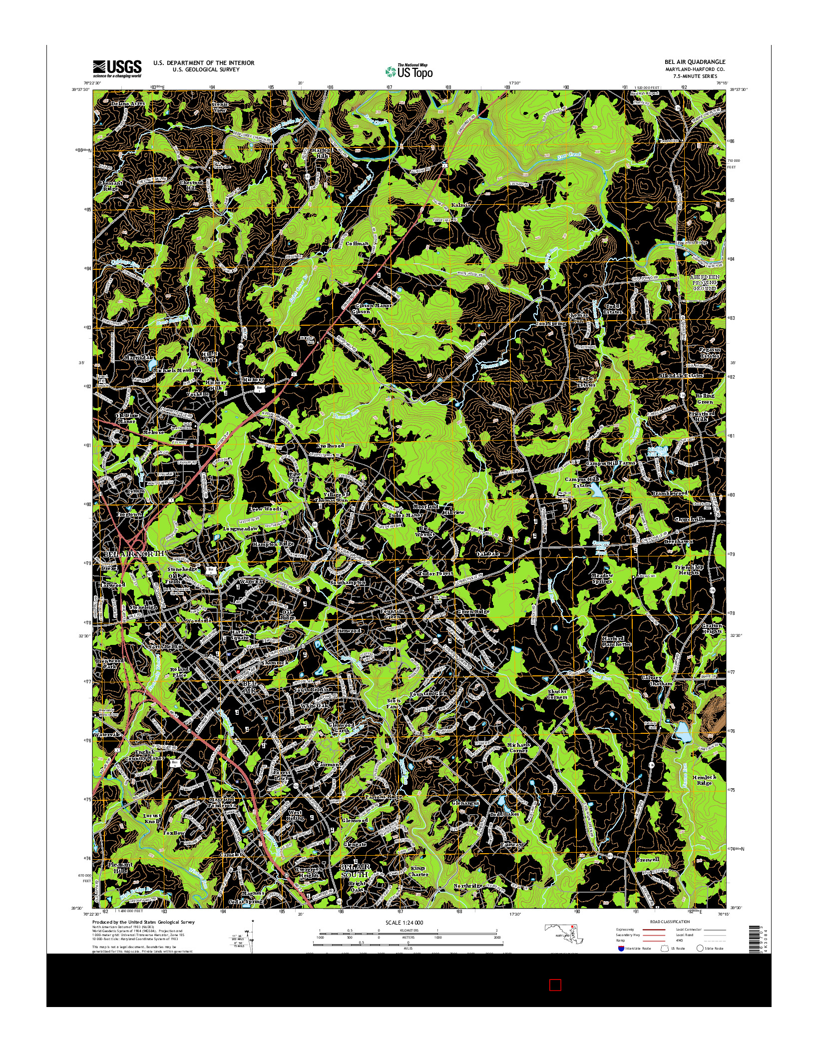 USGS US TOPO 7.5-MINUTE MAP FOR BEL AIR, MD 2014