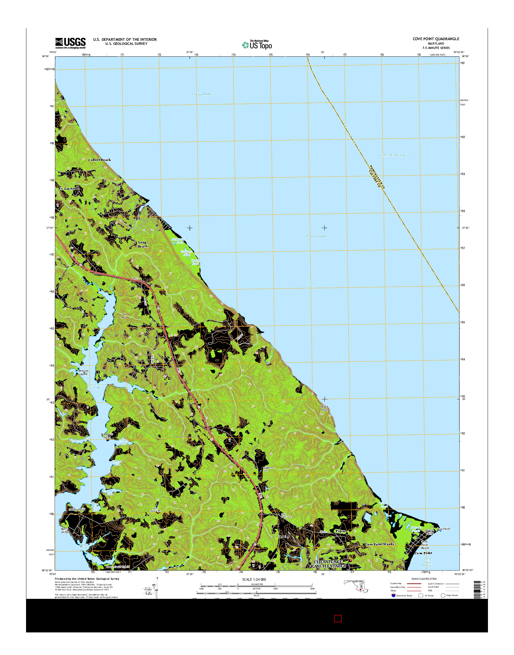 USGS US TOPO 7.5-MINUTE MAP FOR COVE POINT, MD 2014
