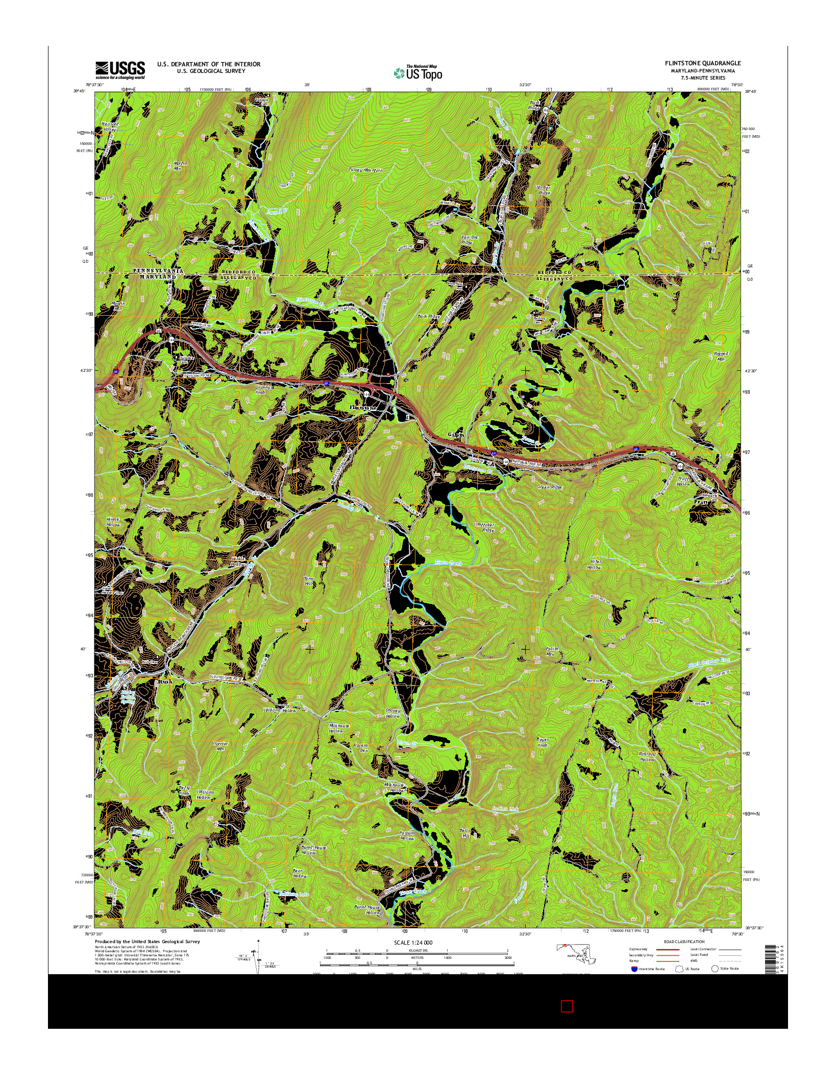 USGS US TOPO 7.5-MINUTE MAP FOR FLINTSTONE, MD-PA 2014