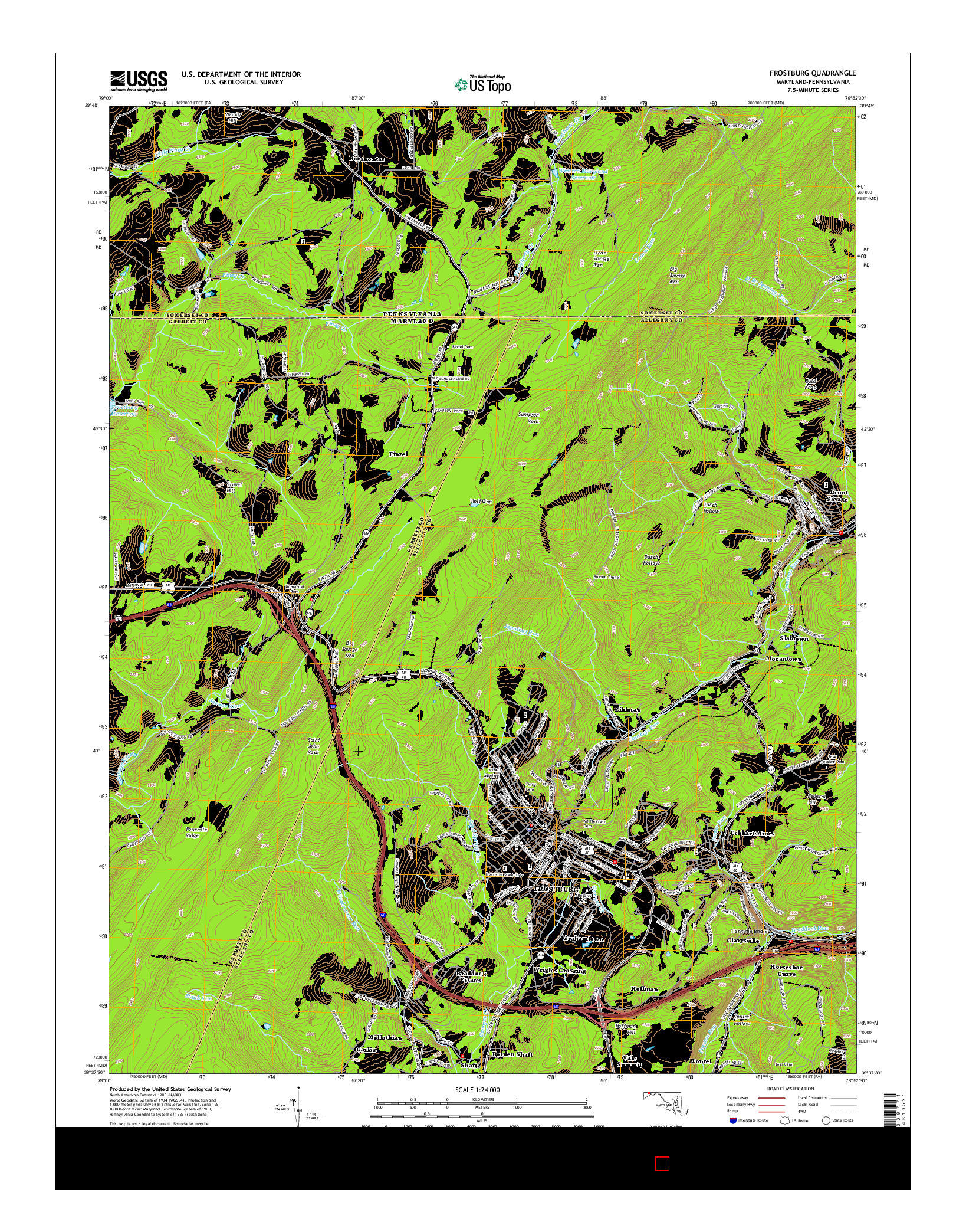 USGS US TOPO 7.5-MINUTE MAP FOR FROSTBURG, MD-PA 2014