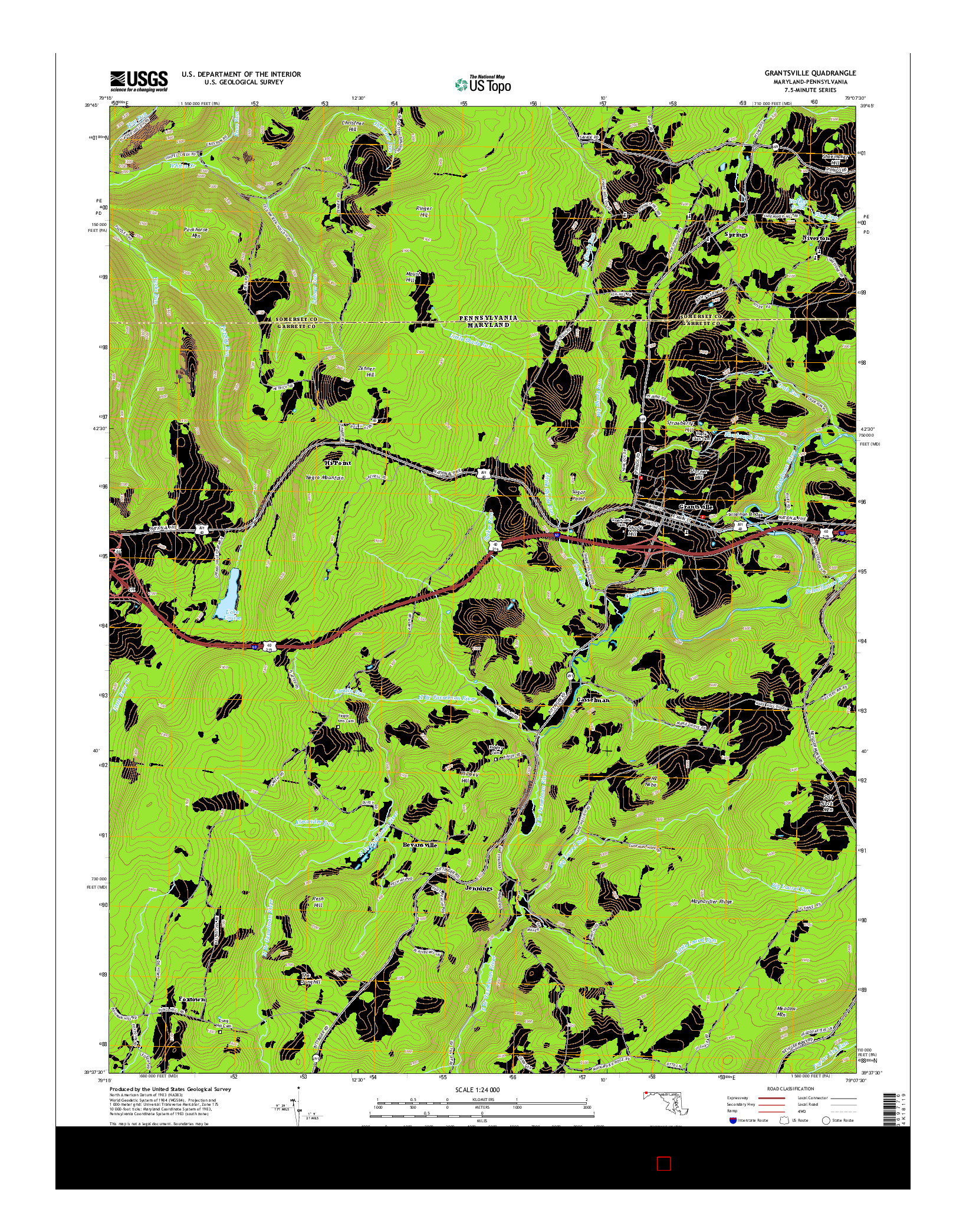 USGS US TOPO 7.5-MINUTE MAP FOR GRANTSVILLE, MD-PA 2014