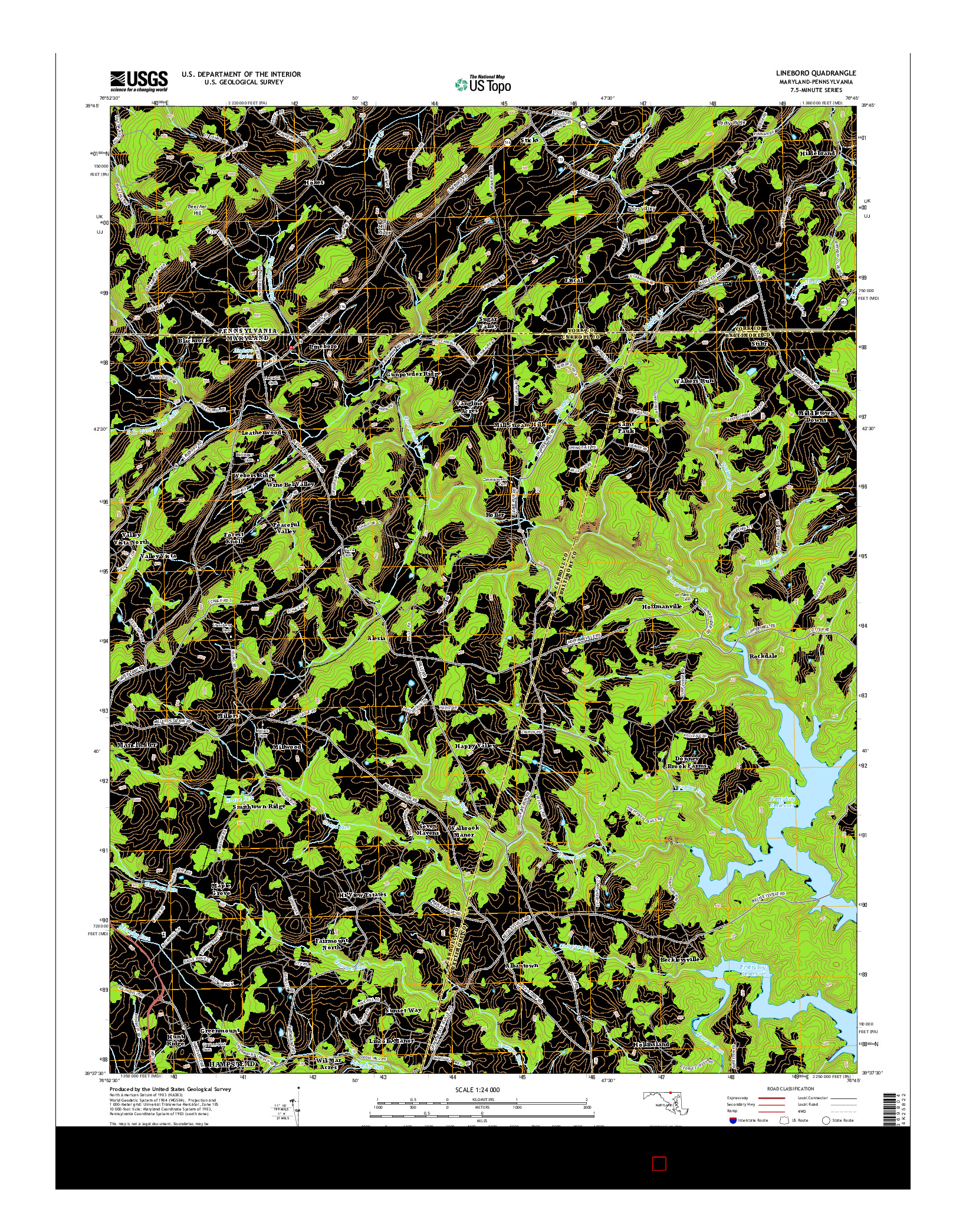 USGS US TOPO 7.5-MINUTE MAP FOR LINEBORO, MD-PA 2014
