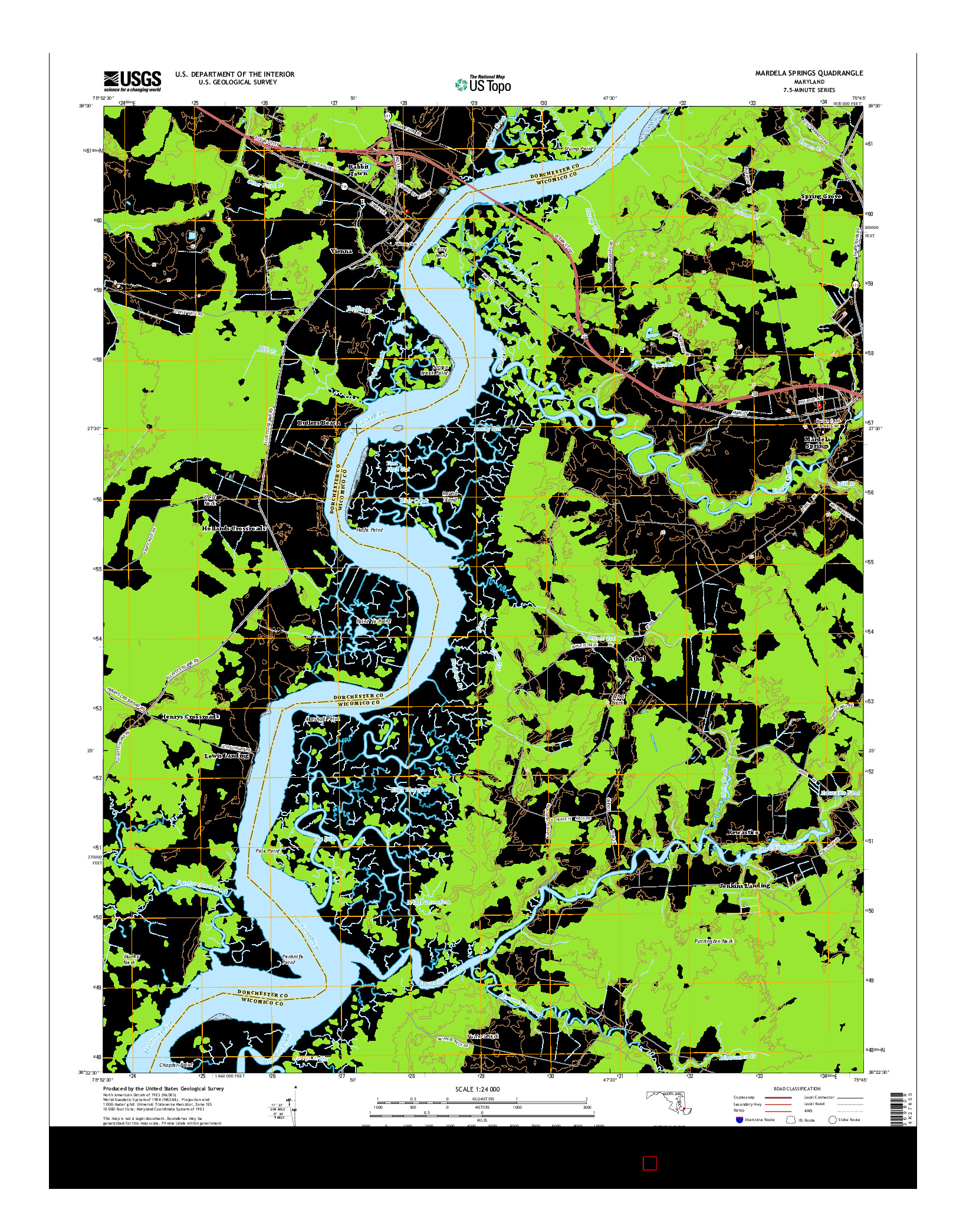 USGS US TOPO 7.5-MINUTE MAP FOR MARDELA SPRINGS, MD 2014